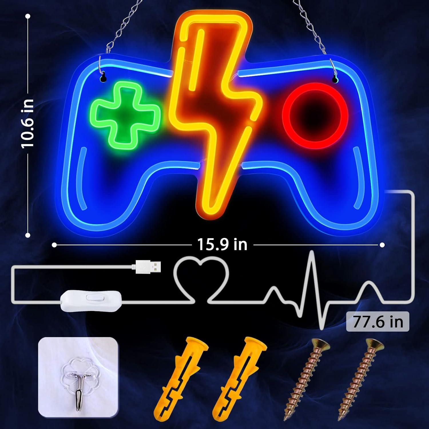 Luz Neon LED Ranslen Gamepad 40x26.7cm Decoración Gamer