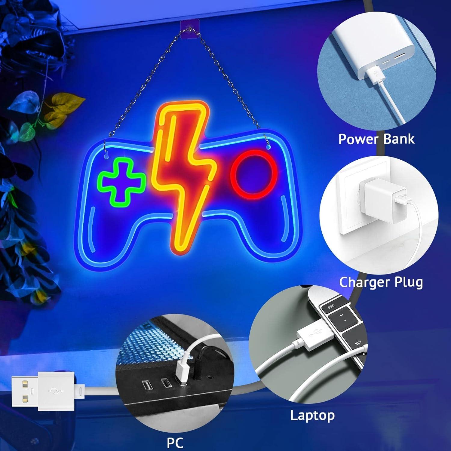 Luz Neon LED Ranslen Gamepad 40x26.7cm Decoración Gamer