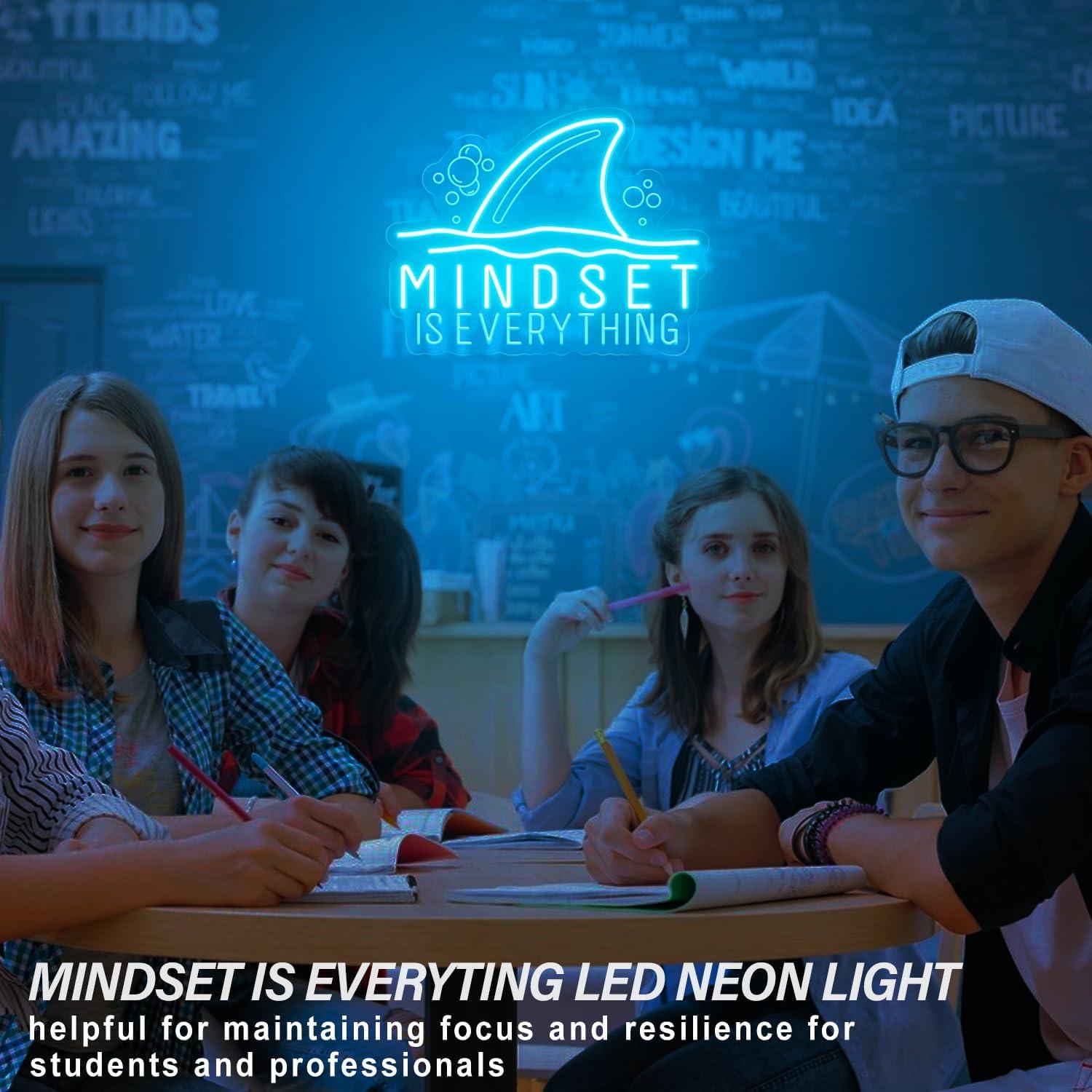 Letrero de Neón Motivacional Housignz - La Mentalidad es Todo - Azul Hielo