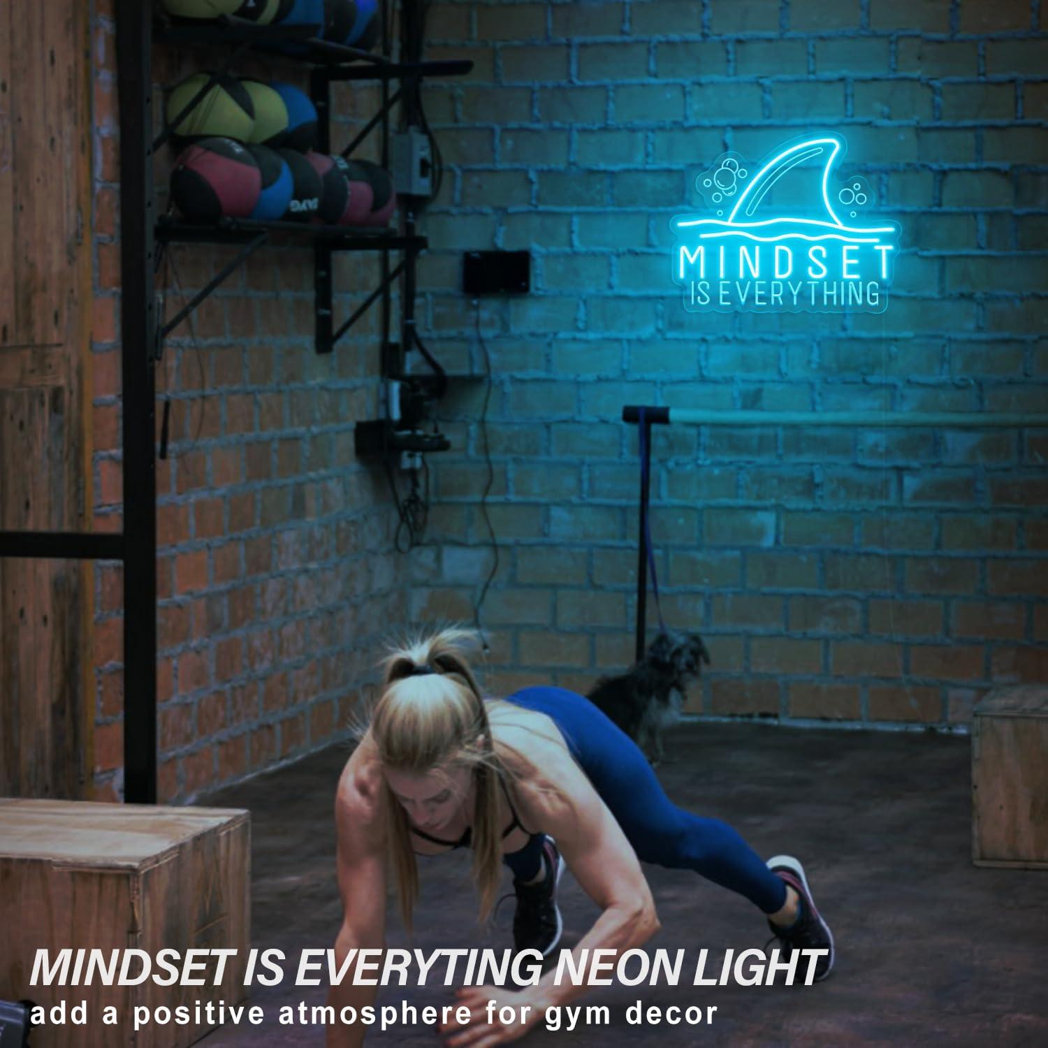 Letrero de Neón Motivacional Housignz - La Mentalidad es Todo - Azul Hielo