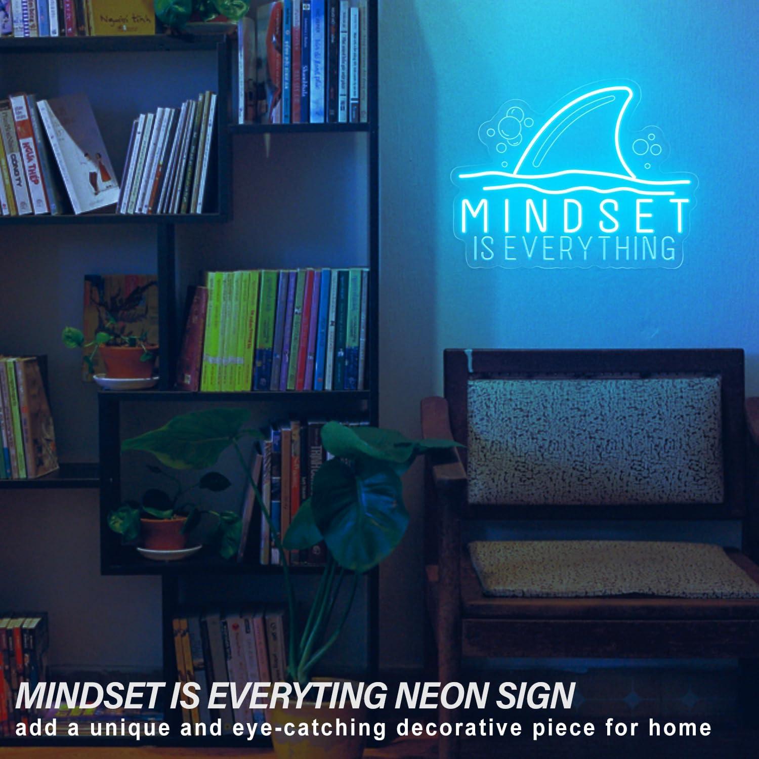 Letrero de Neón Motivacional Housignz - La Mentalidad es Todo - Azul Hielo