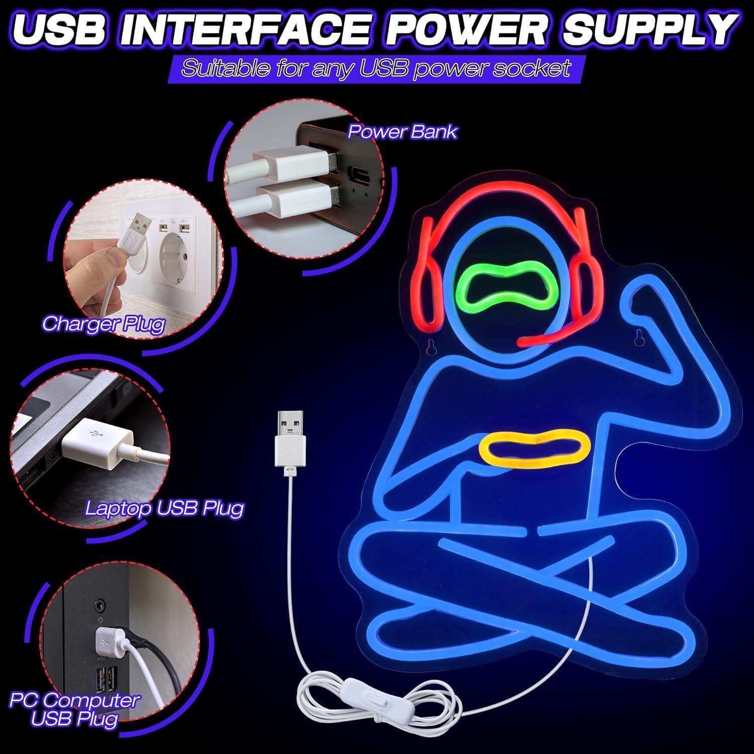 Luz de Neón Gamer LED Enhon 40x32 cm Regulable USB