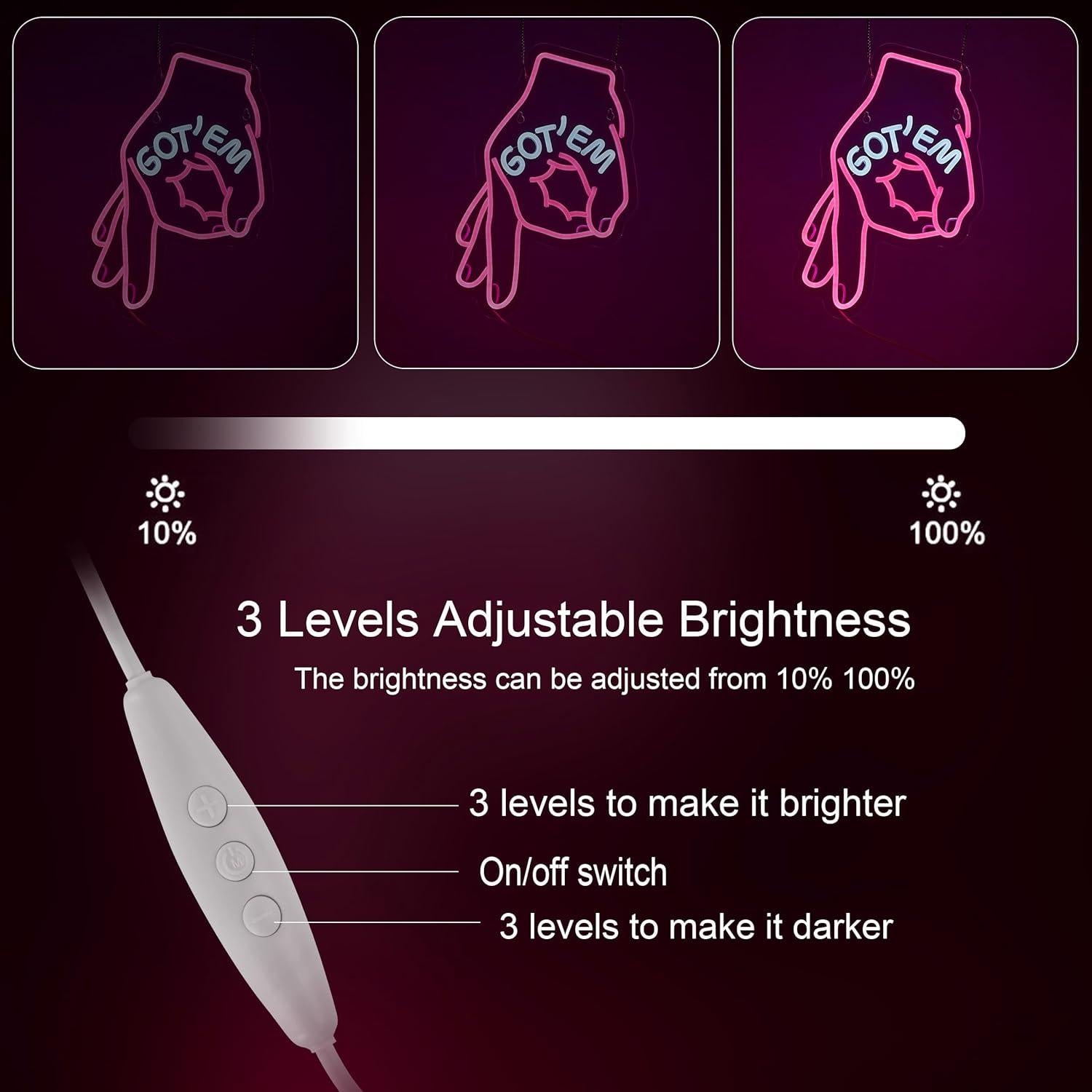 Letrero Neón GOT EM ZODZ 42x32 cm Luz LED Regulable