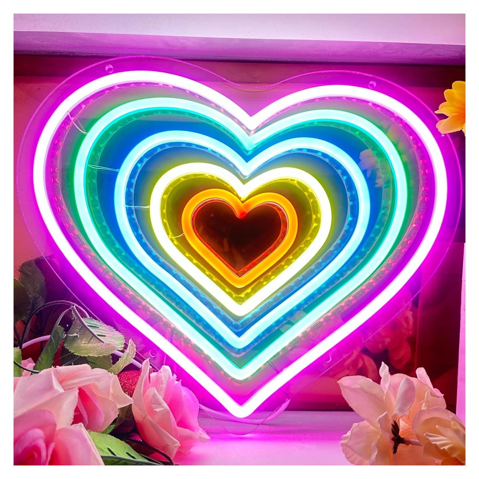 Luz de Neón Rosa en Forma de Corazón YLSZZO 37x31 cm