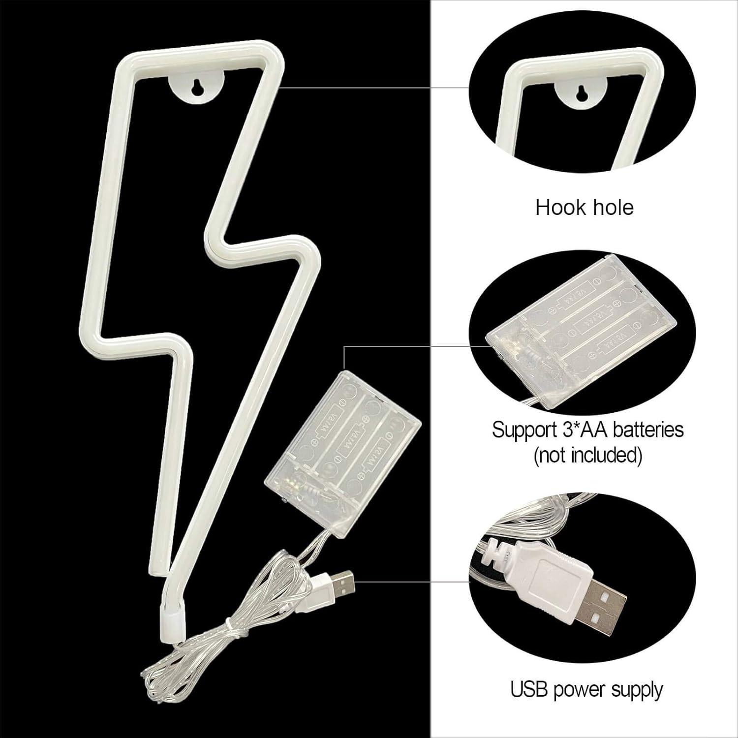 Luz de Neón Rosa VIFULIN Signo de Rayo para Decoración