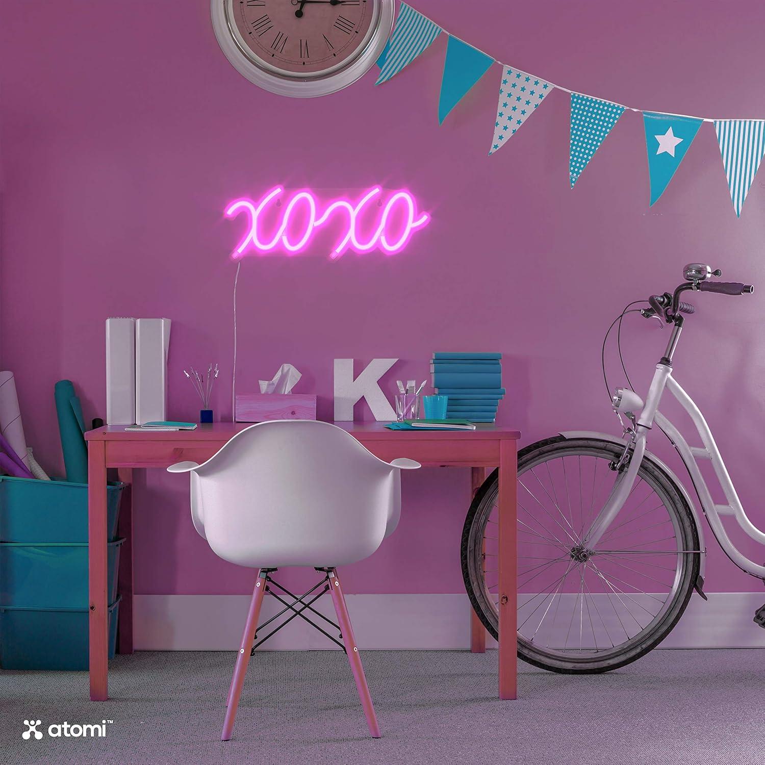 Luz de Neón Atomi XOXO Rosa LED Decorativa 14.6x38.7 cm