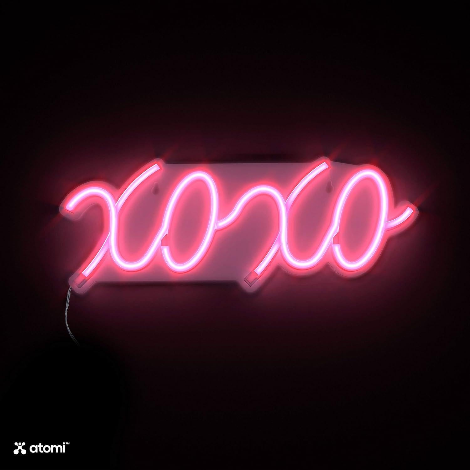 Luz de Neón Atomi XOXO Rosa LED Decorativa 14.6x38.7 cm