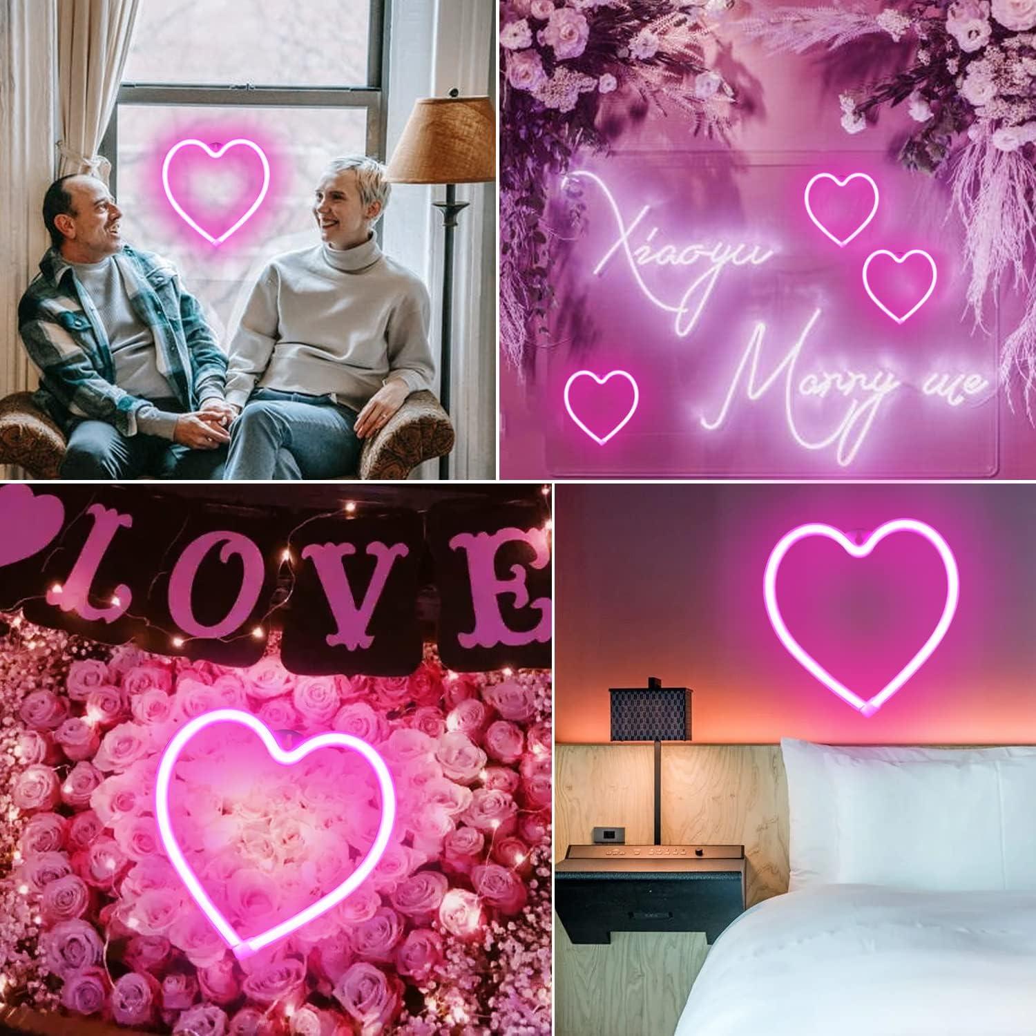 Letrero de Neón Corazón Rosa LED USB/Pilas 20cm Decoración