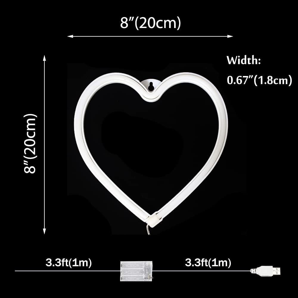 Letrero de Neón Corazón Rosa LED USB/Pilas 20cm Decoración