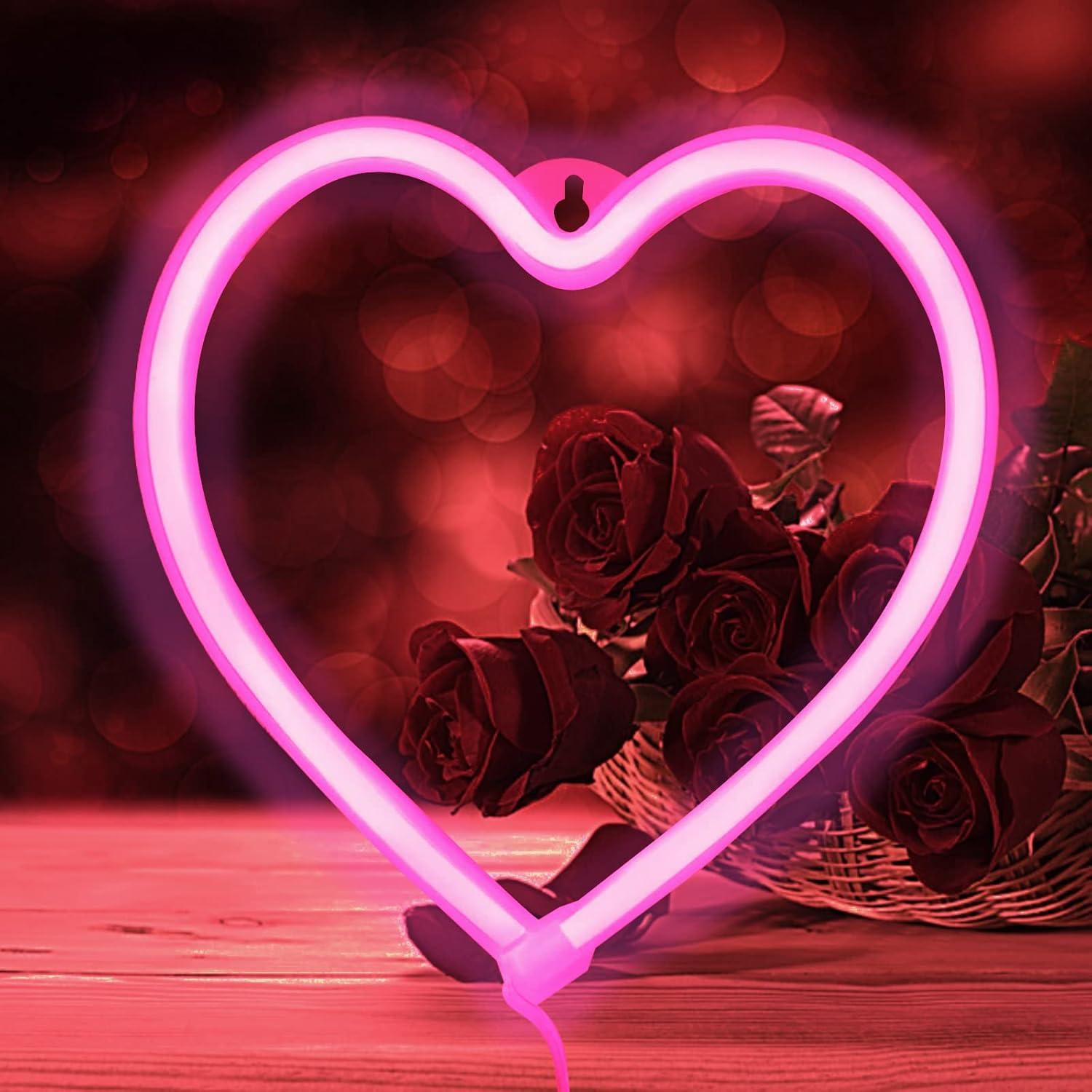 Signo de Neón Corazón Rosa YouOKLight LED USB Batería