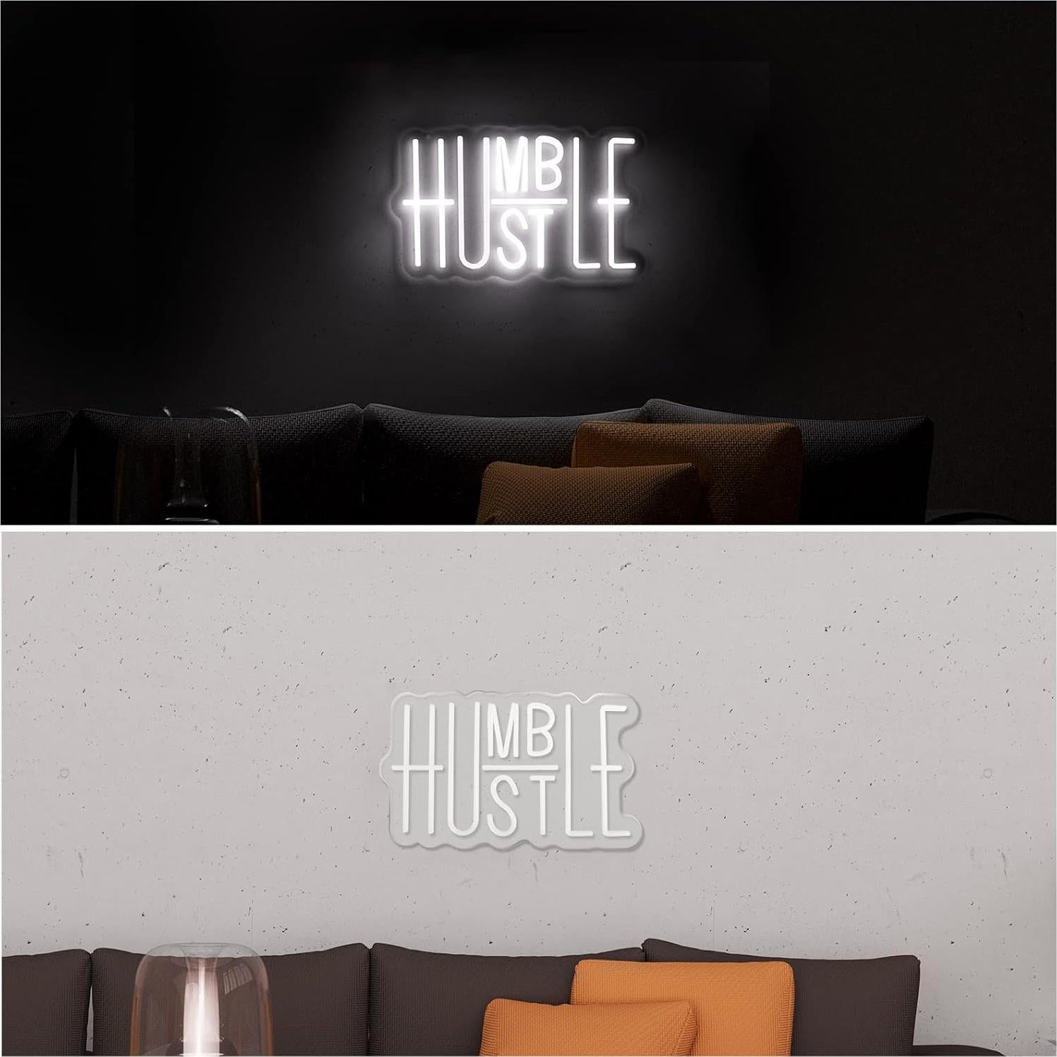 Letrero de Neón Hustle YIKBIK Blanco 25x41 cm USB Ajustable