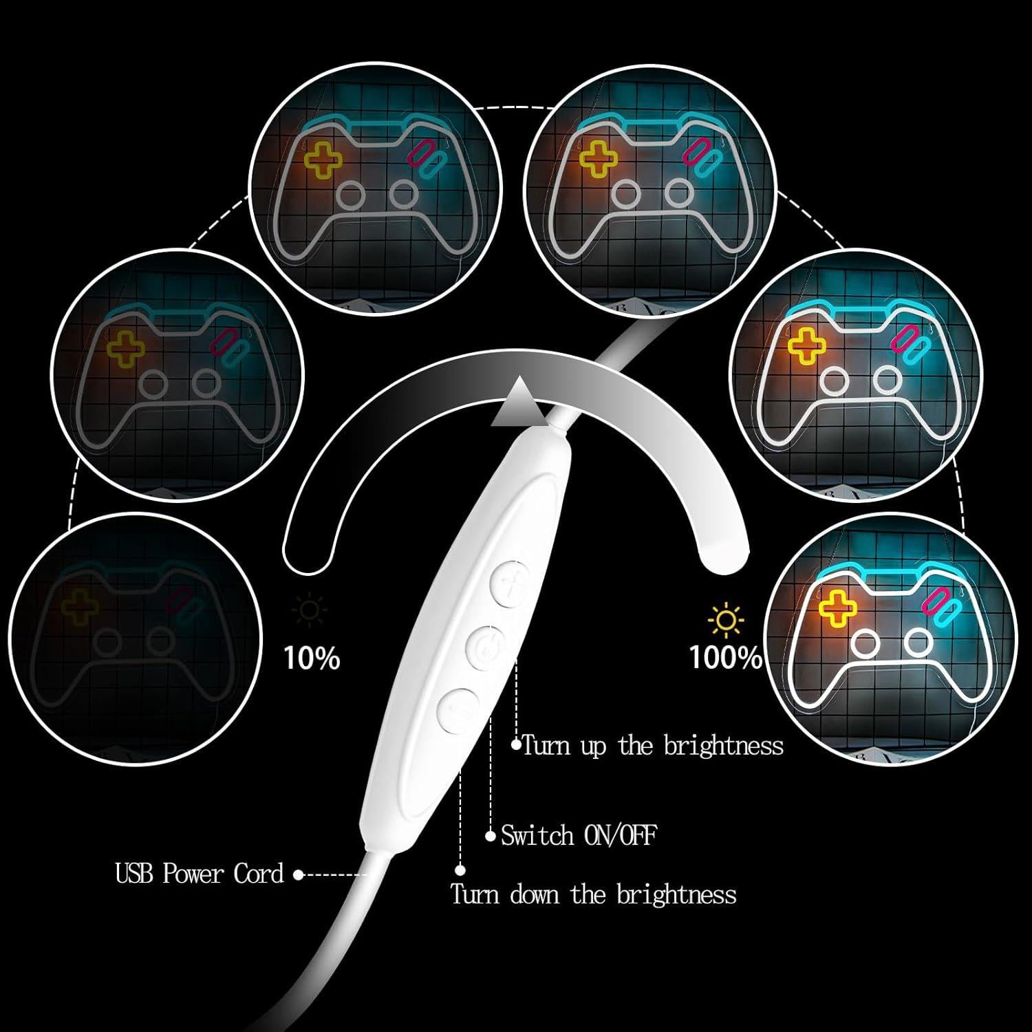 Luz de Neón Regulable Gevbay Gamepad 42.9x27 cm USB