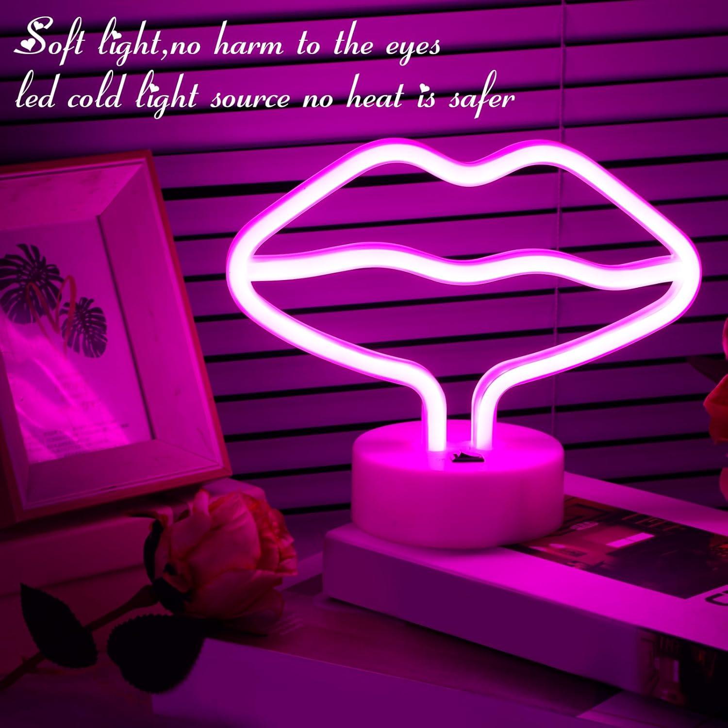 Juego de 3 Luces de Neón Rosa Corazón Liliful LED USB/Batería