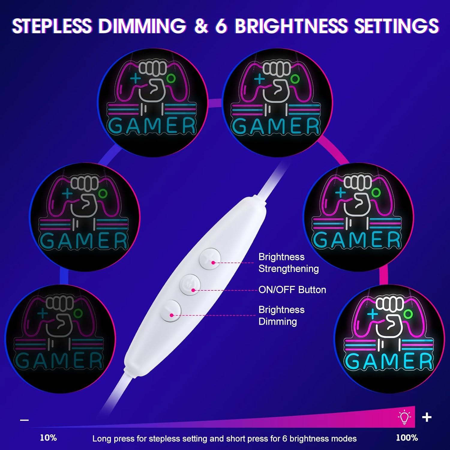 Luz de Neón LED Gamer ReyeeInc 39.1x32 cm Regulable USB