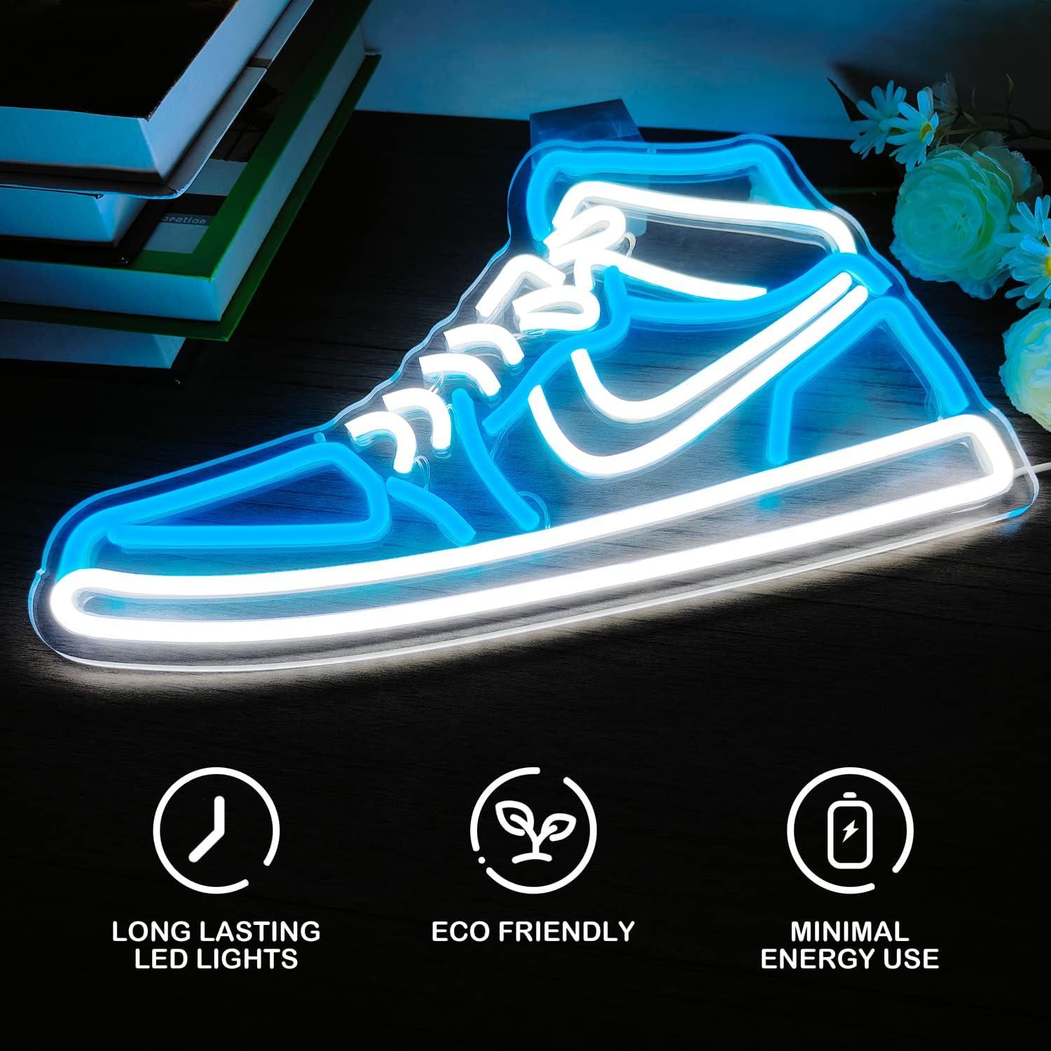 Luz de Neón LED JianJung Zapatilla Azul Hielo 39.9x23.4cm