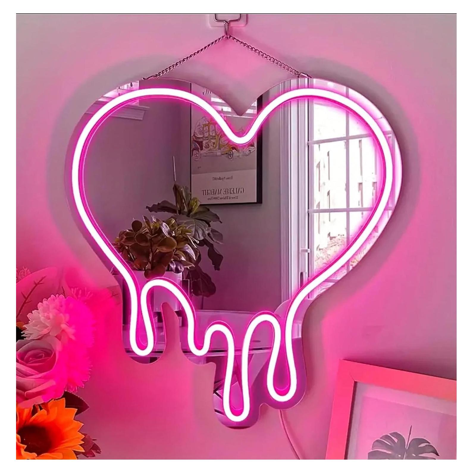 Luz de Neón LED Corazón Rosa DAKABUKA 33x30 cm Decorativa