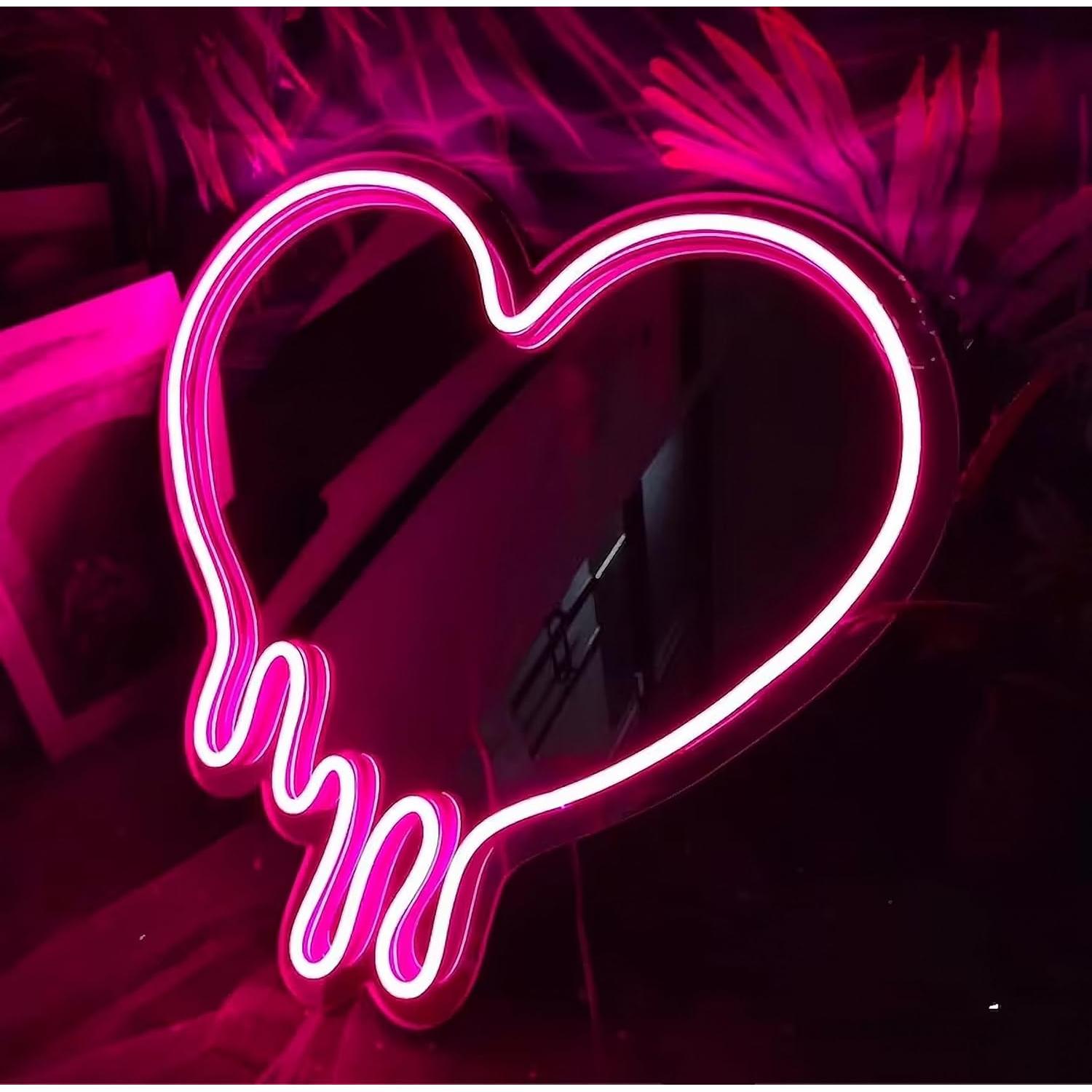 Luz de Neón LED Corazón Rosa DAKABUKA 33x30 cm Decorativa