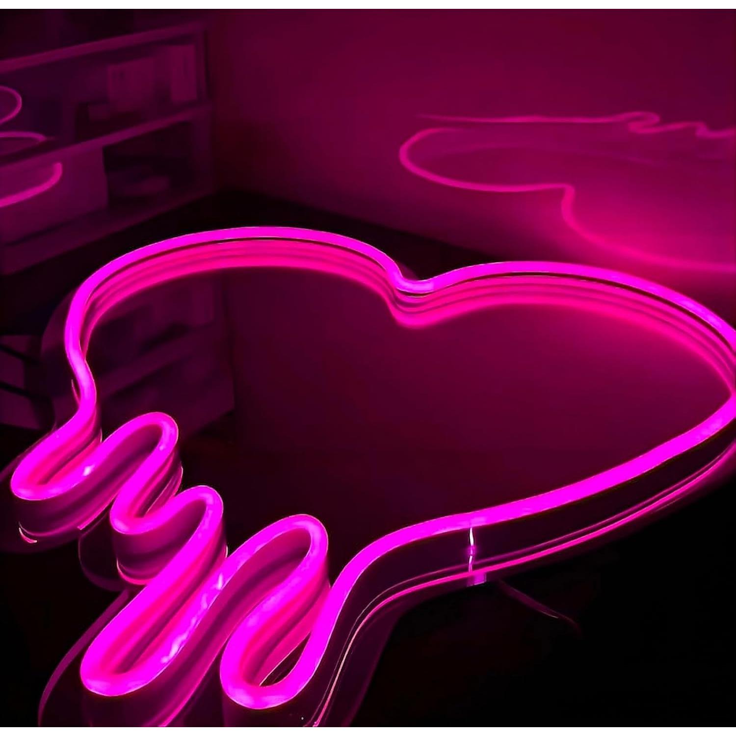 Luz de Neón LED Corazón Rosa DAKABUKA 33x30 cm Decorativa