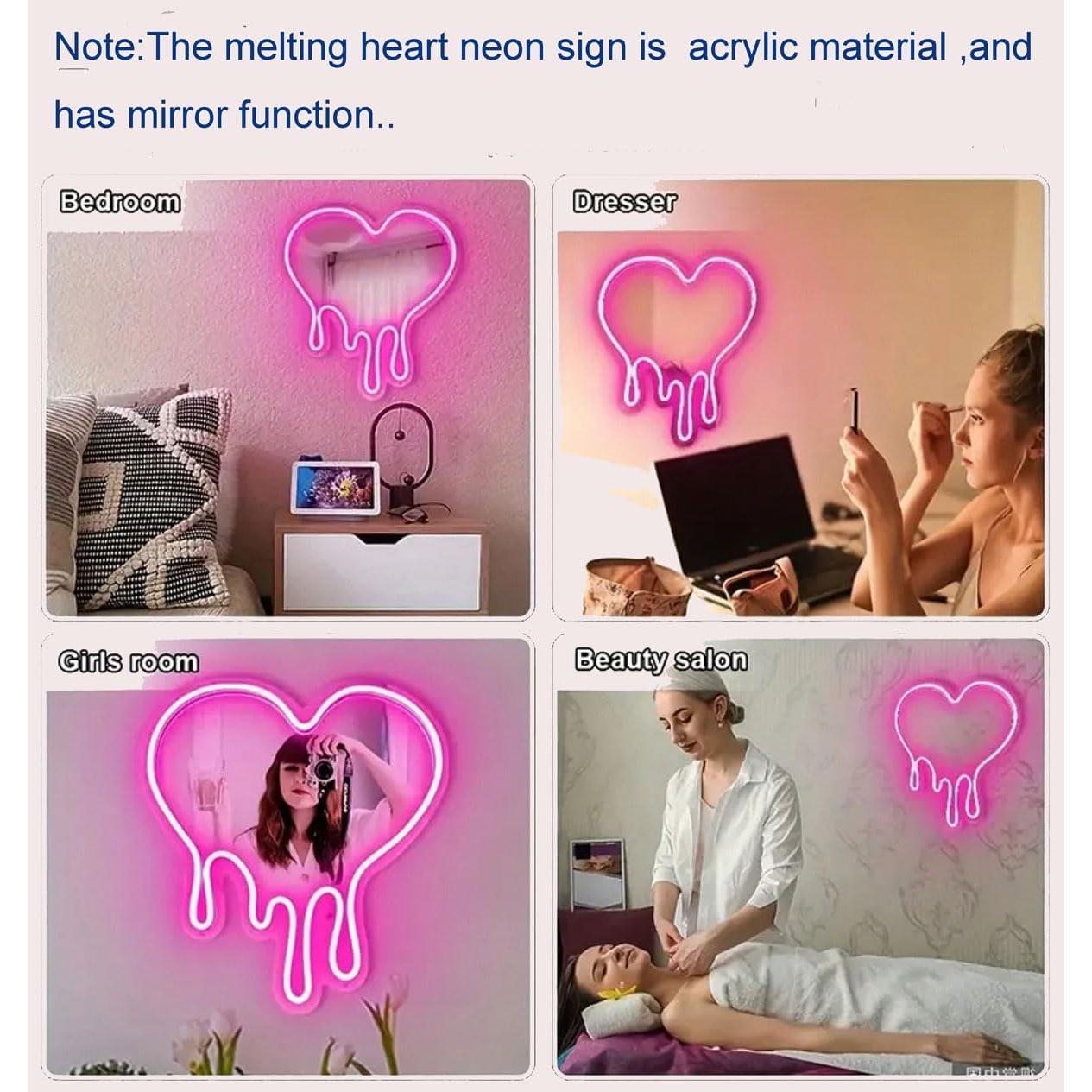 Luz de Neón LED Corazón Rosa DAKABUKA 33x30 cm Decorativa