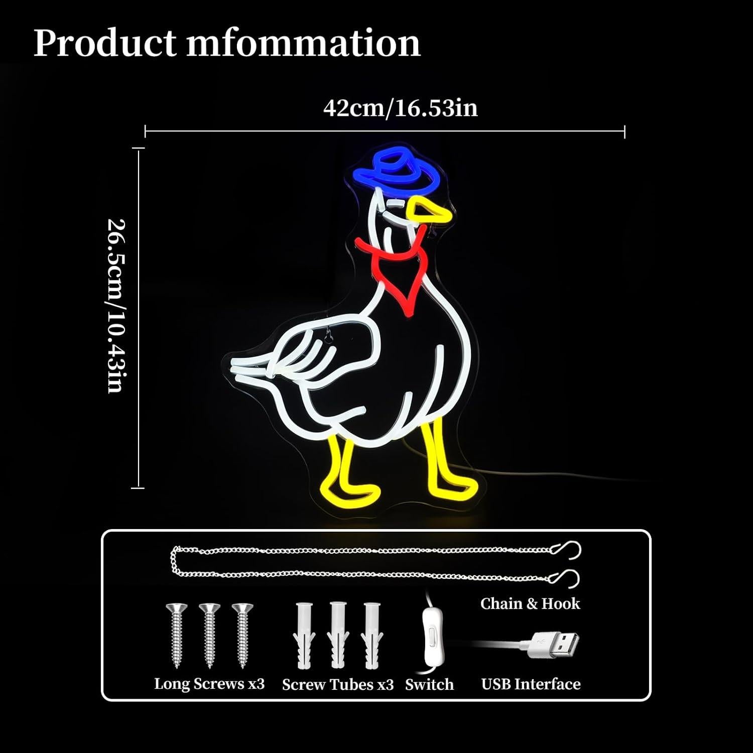 Letrero de Neón LED Ganso Vaquero para Decoración de Pared
