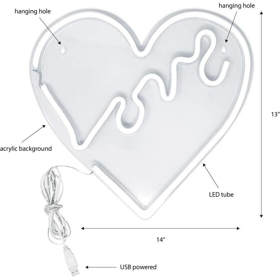 Luz LED Neón Rojo Amor Isaac Jacobs 35.56x35.56 cm USB