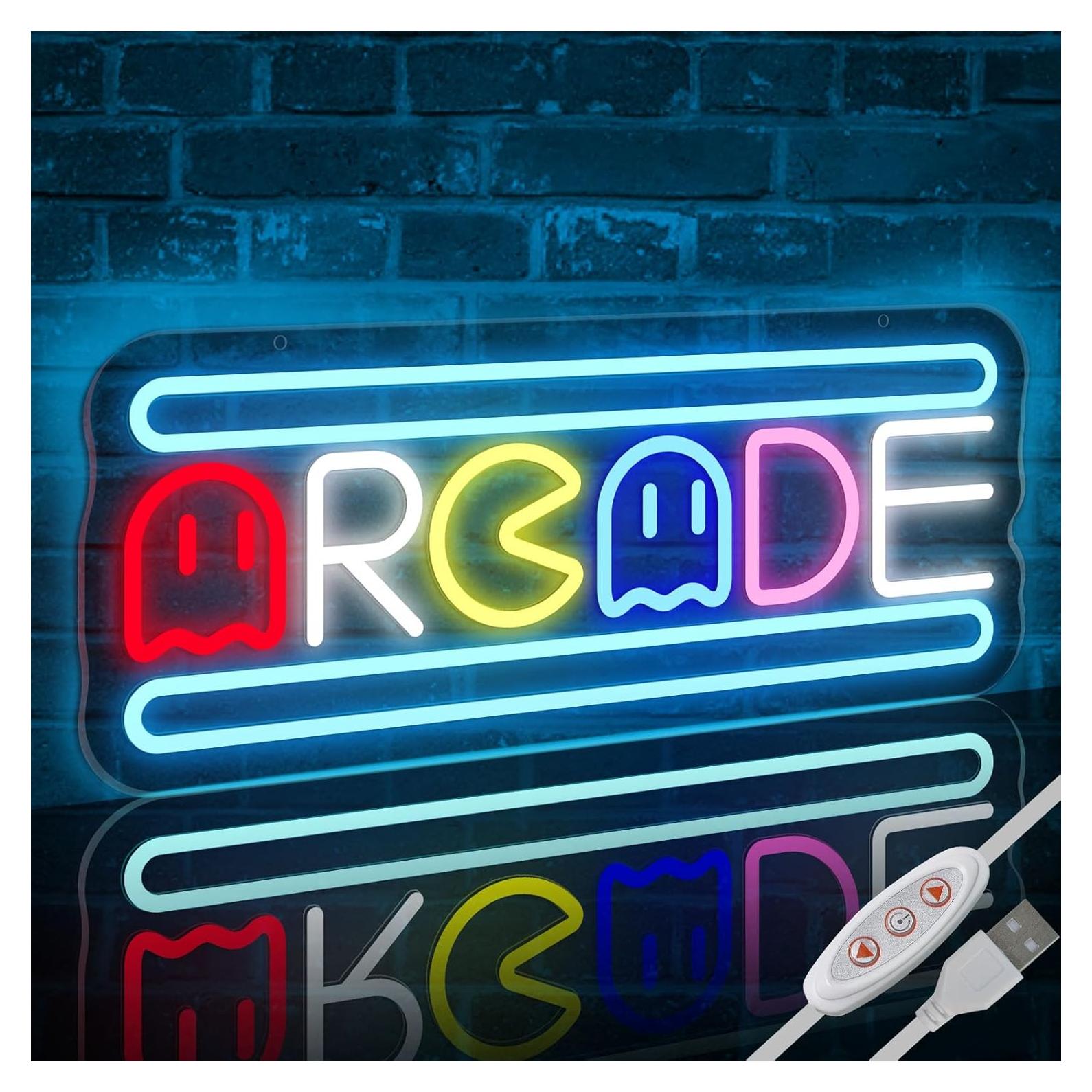 Letrero de neón LED Arcade Trescreyo 40.6x17.8 cm USB