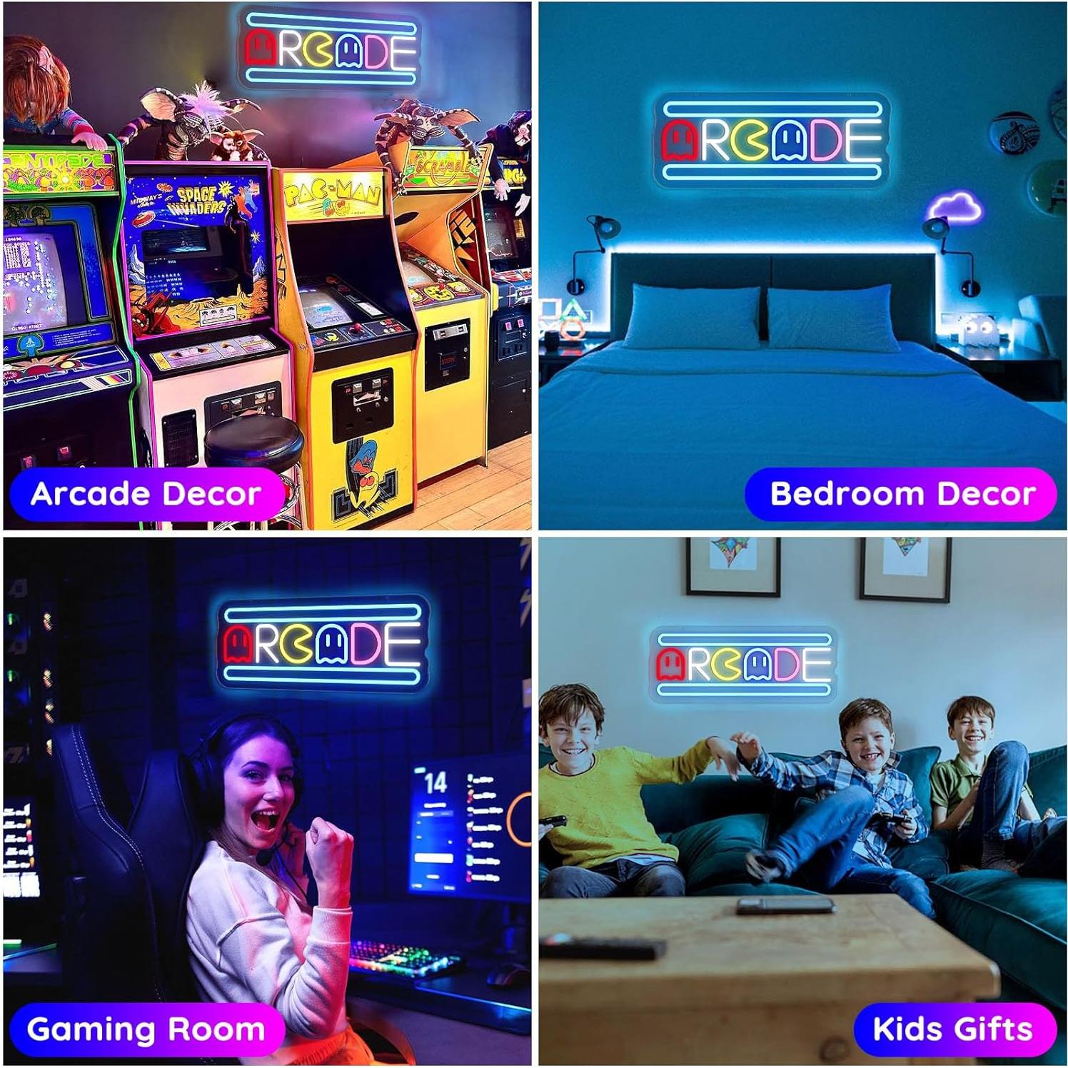 Letrero de neón LED Arcade Trescreyo 40.6x17.8 cm USB