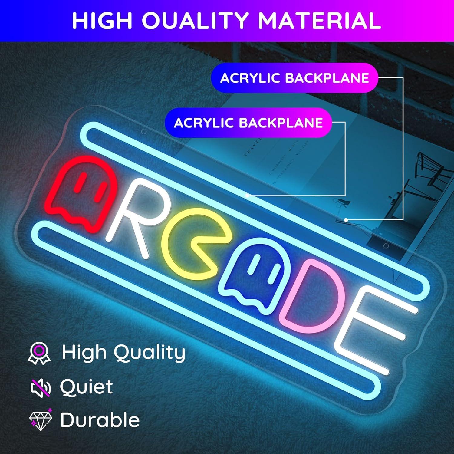 Letrero de neón LED Arcade Trescreyo 40.6x17.8 cm USB