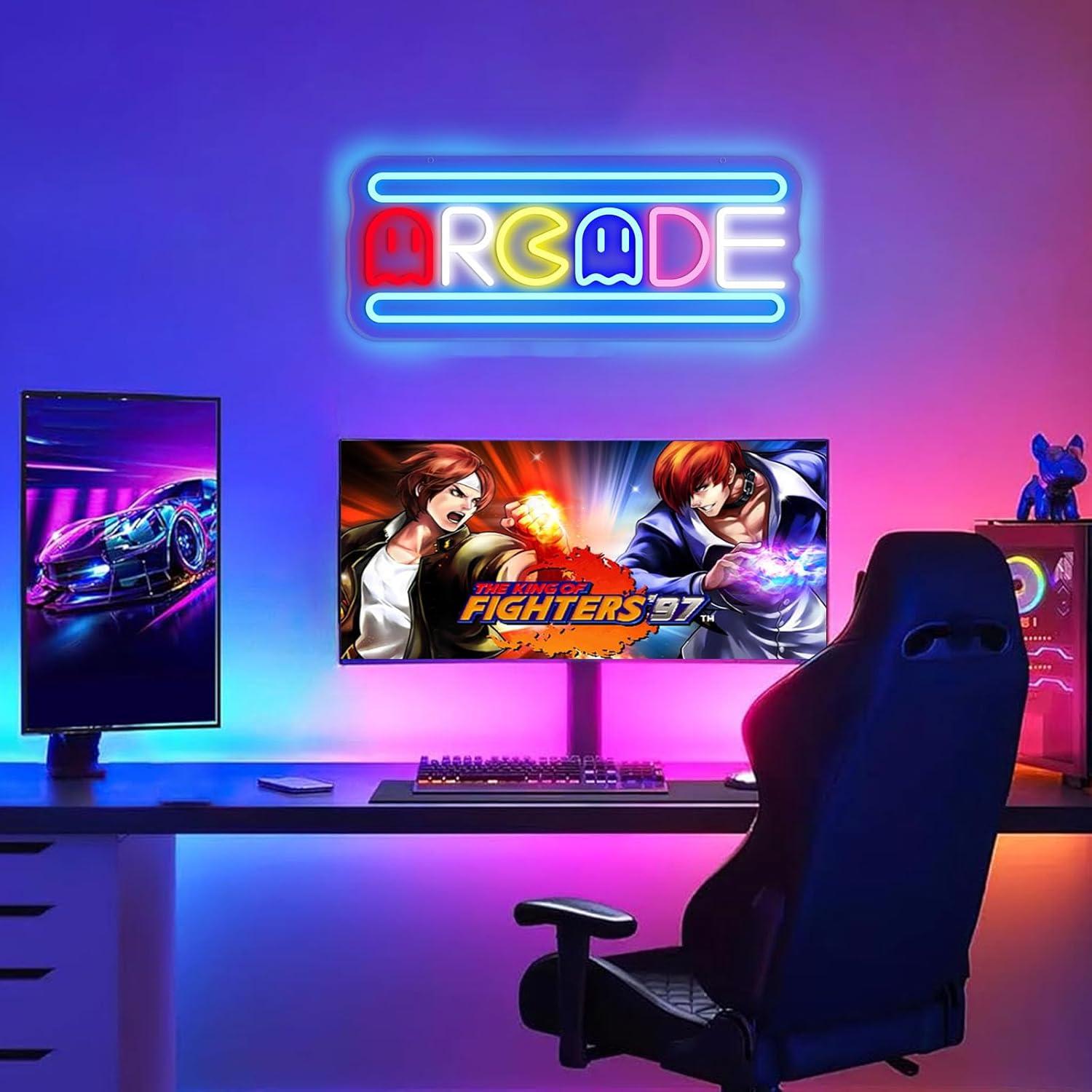 Letrero de neón LED Arcade Trescreyo 40.6x17.8 cm USB