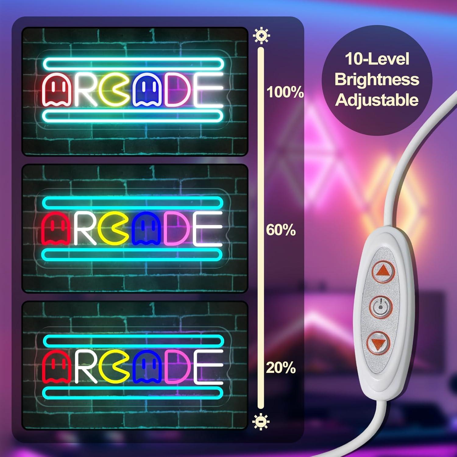 Letrero de neón LED Arcade Trescreyo 40.6x17.8 cm USB