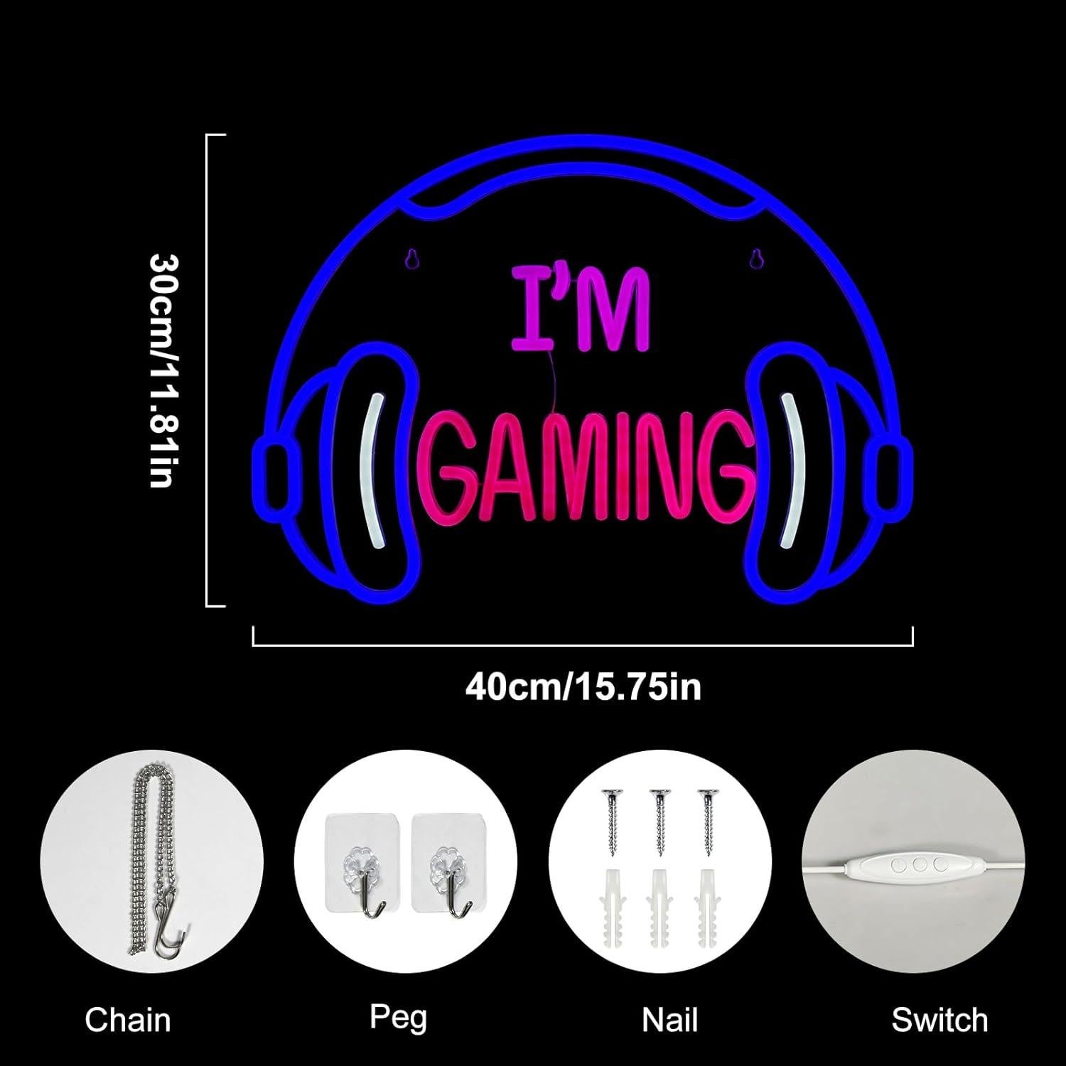 Cartel de Neón LED para Auriculares de Juego - Decoración USB