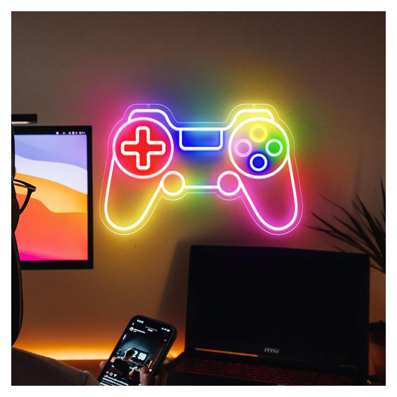 Señal de Neón LED RGB GGK Gamepad 39.9x25.9cm para Gamers