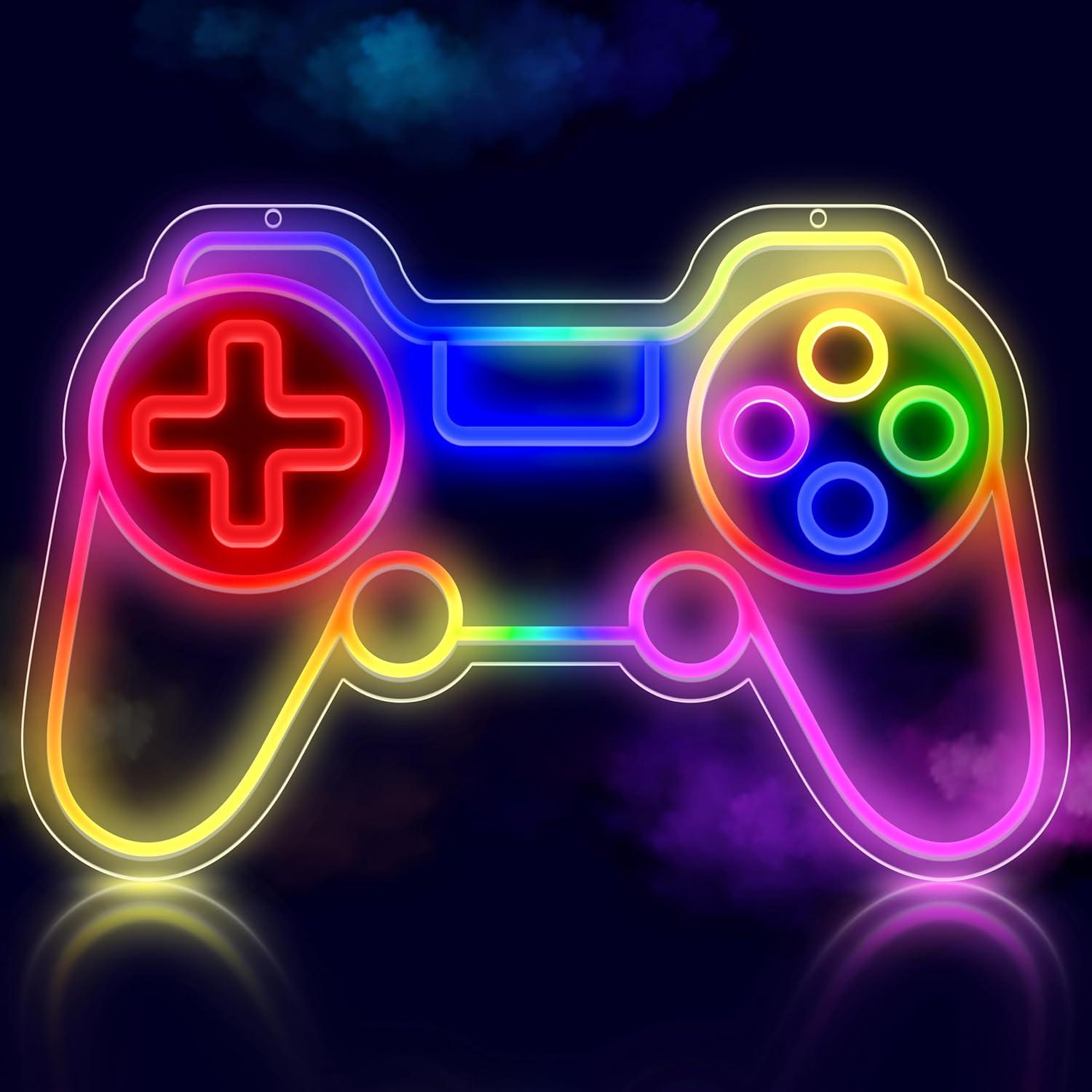 Señal de Neón LED RGB GGK Gamepad 39.9x25.9cm para Gamers