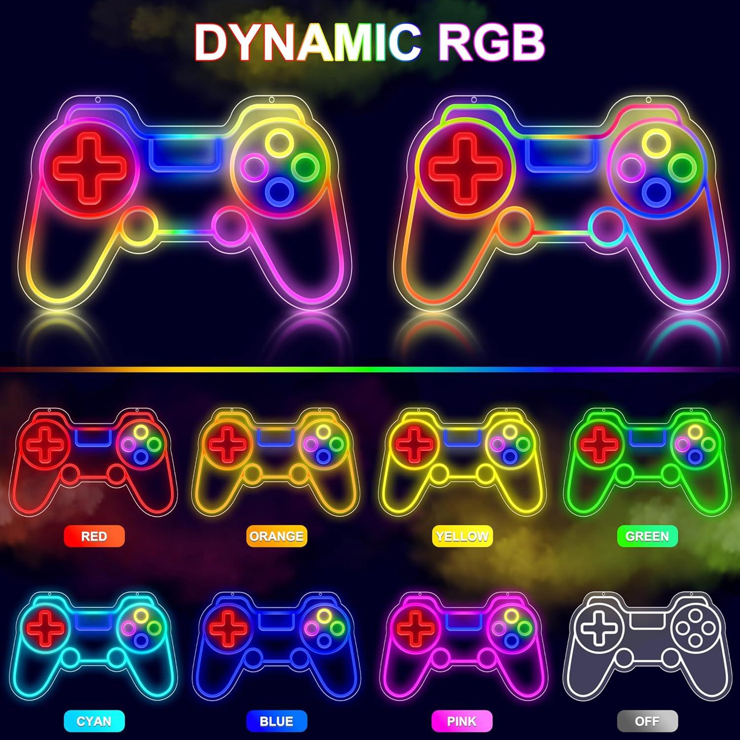 Señal de Neón LED RGB GGK Gamepad 39.9x25.9cm para Gamers