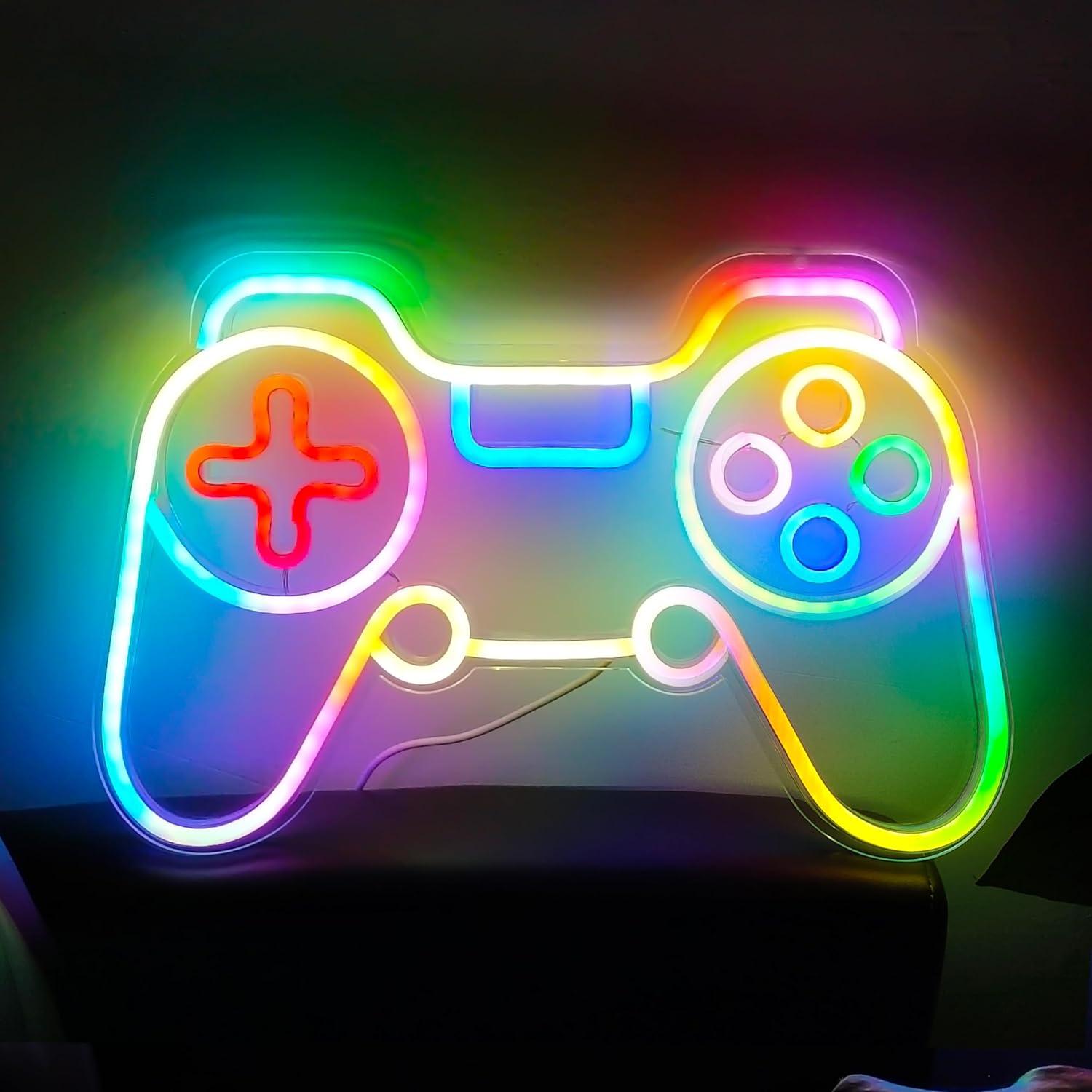 Señal de Neón LED RGB GGK Gamepad 39.9x25.9cm para Gamers