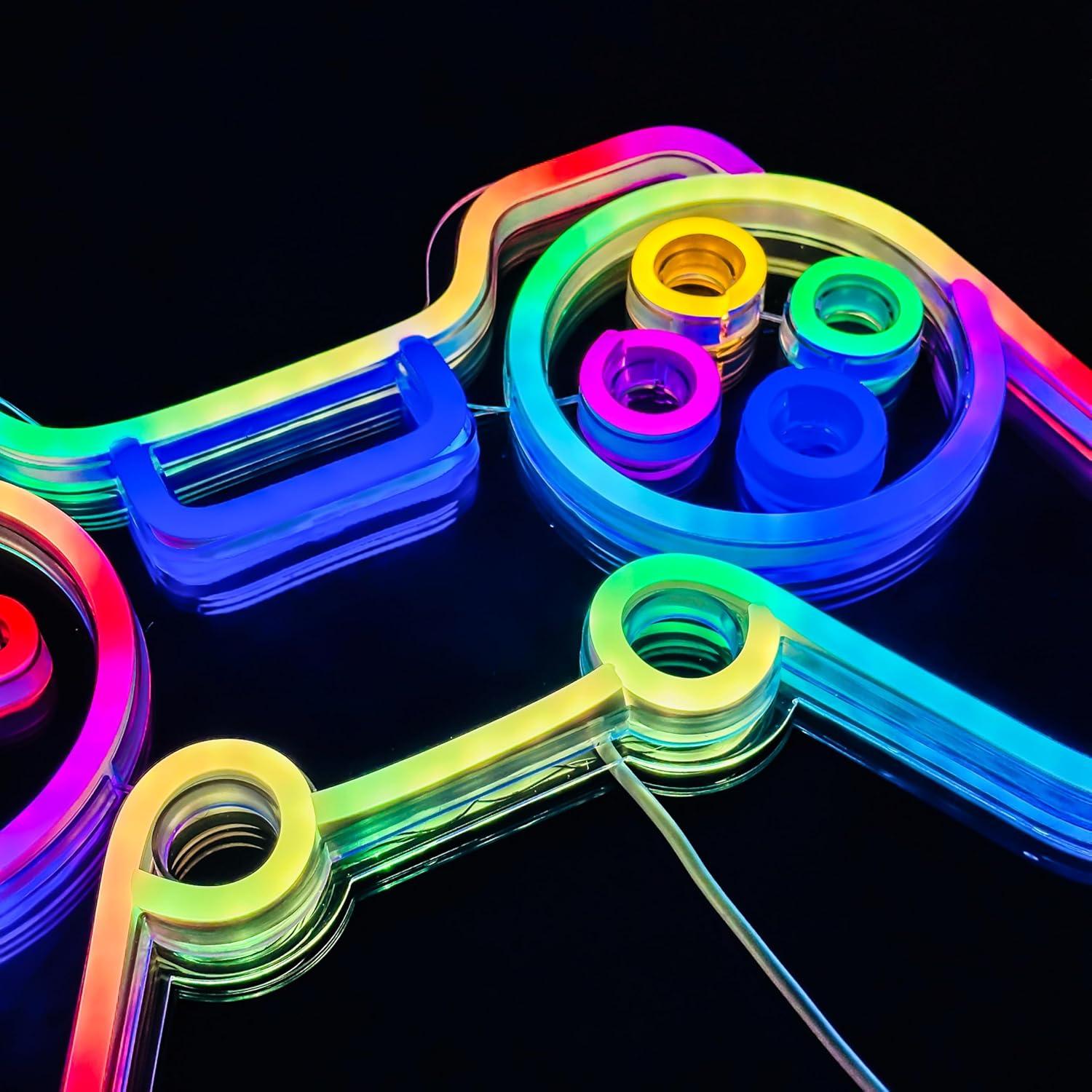 Señal de Neón LED RGB GGK Gamepad 39.9x25.9cm para Gamers