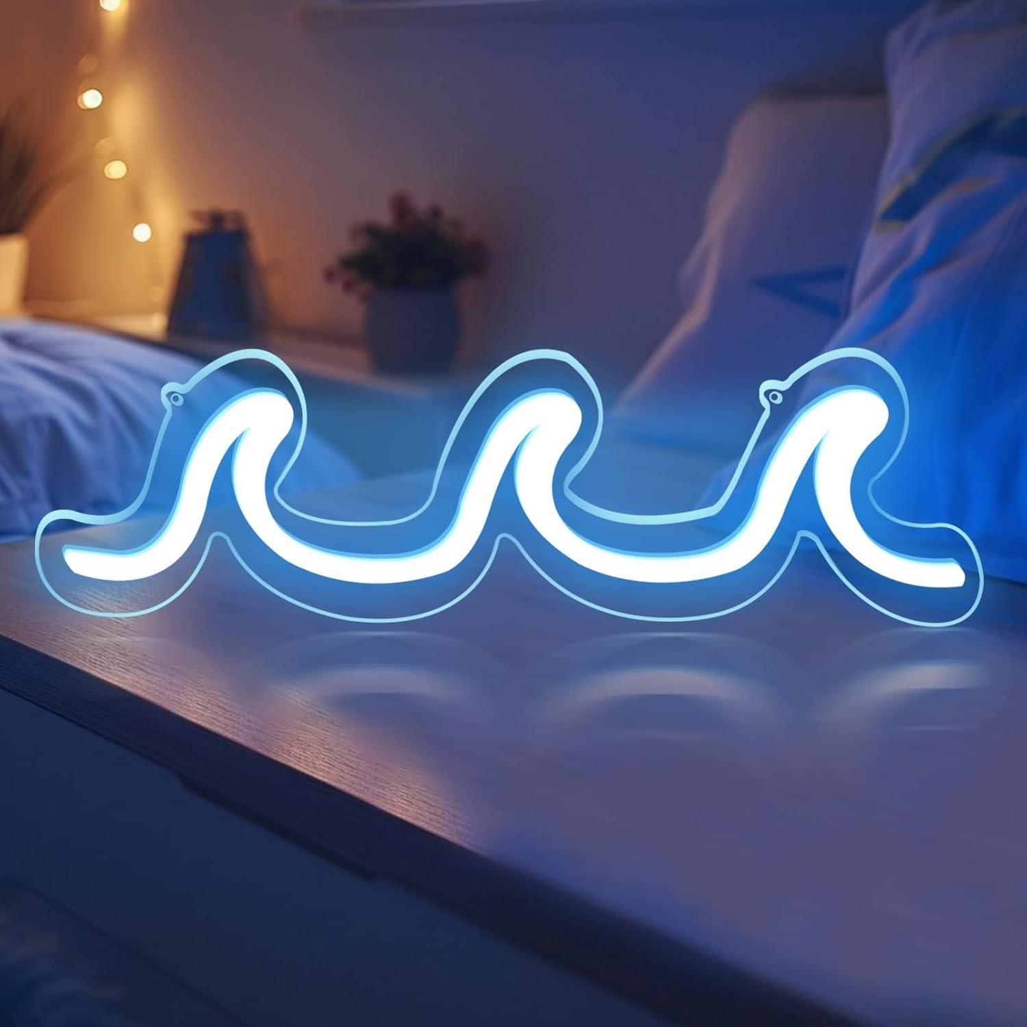 Luz LED Neón Azul Claro DAKABUKA 30x10 cm Regulable USB