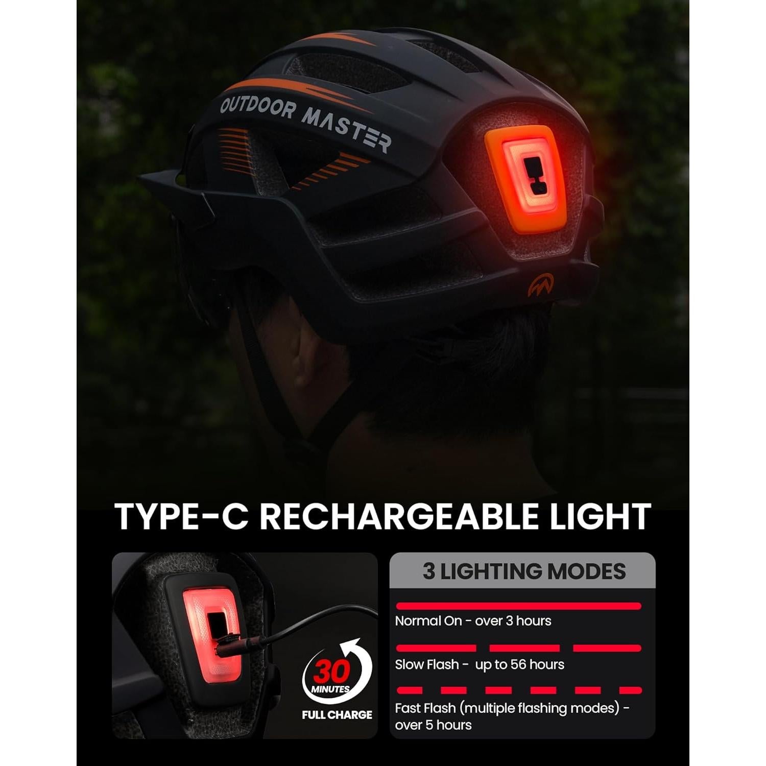Casco de Bicicleta OutdoorMaster GH35 con Luz LED y Gafas