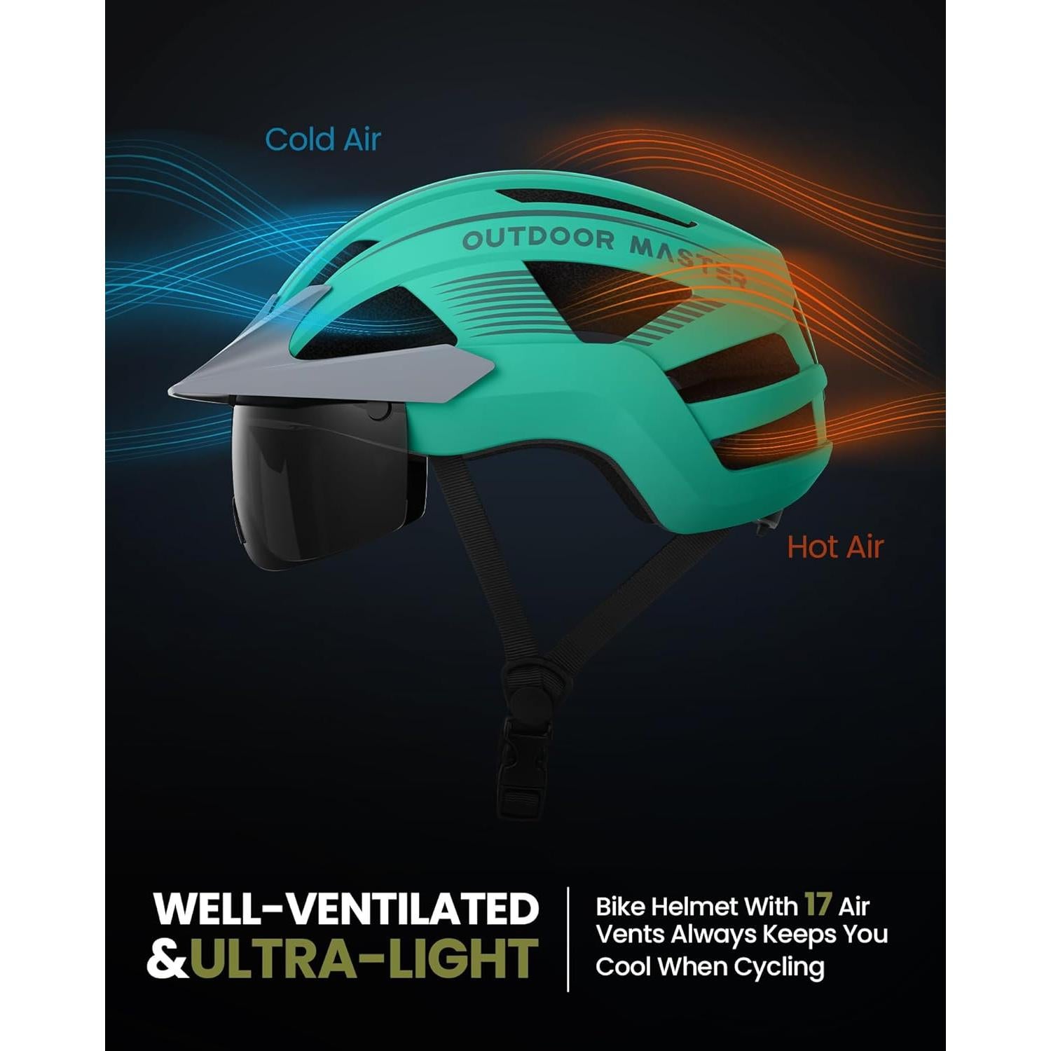 Casco de Bicicleta OutdoorMaster GH35 con Luz LED y Gafas