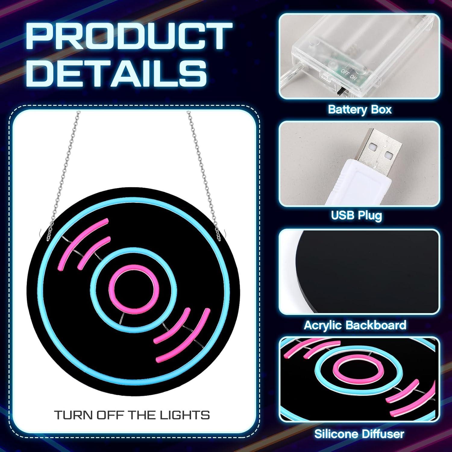 Cartel de Neón Decorativo Relaxweex Disco de Música 29x29cm