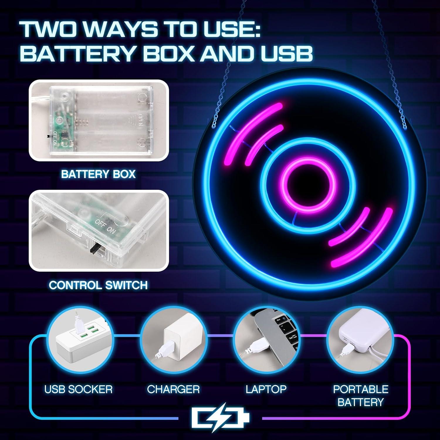 Cartel de Neón Decorativo Relaxweex Disco de Música 29x29cm