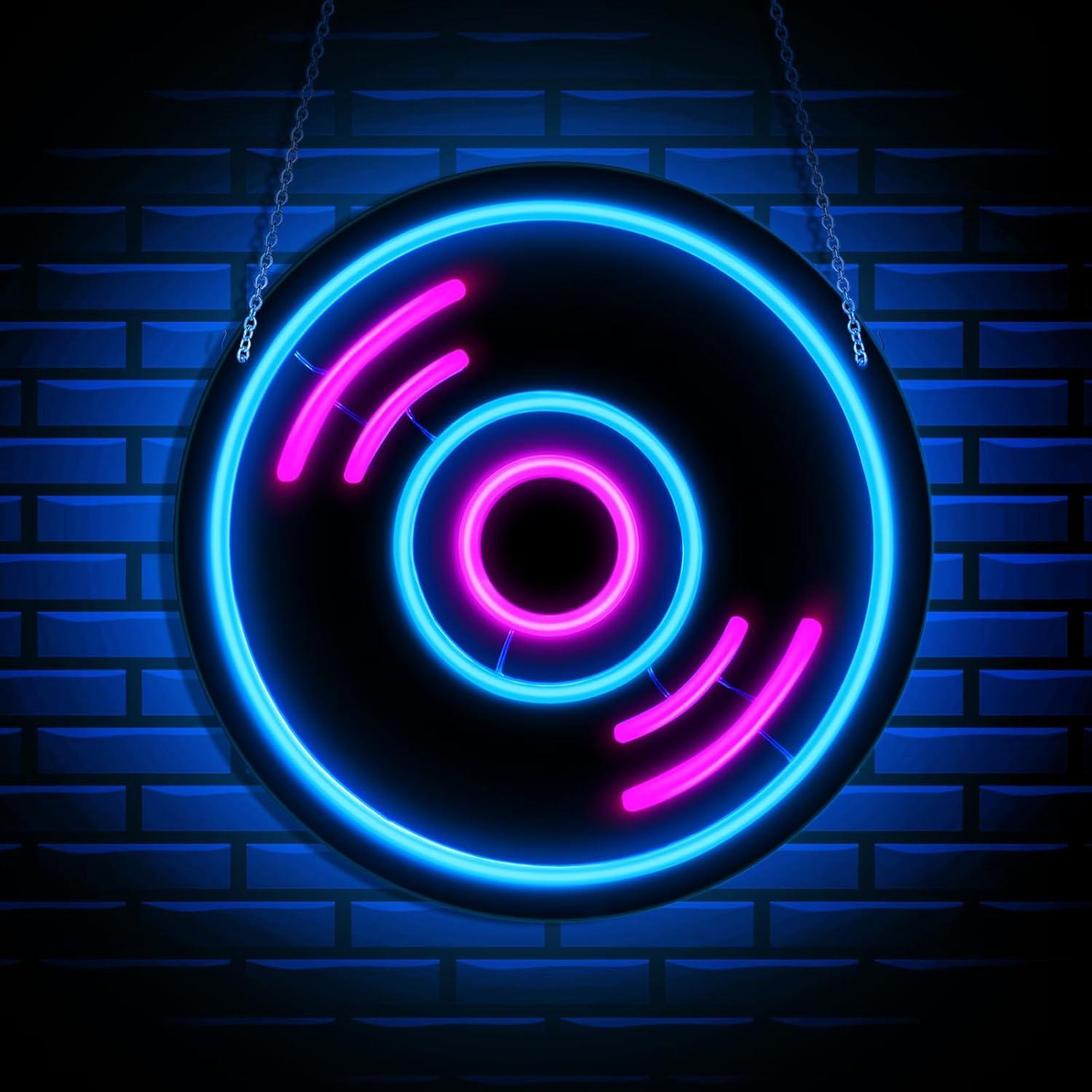 Cartel de Neón Decorativo Relaxweex Disco de Música 29x29cm