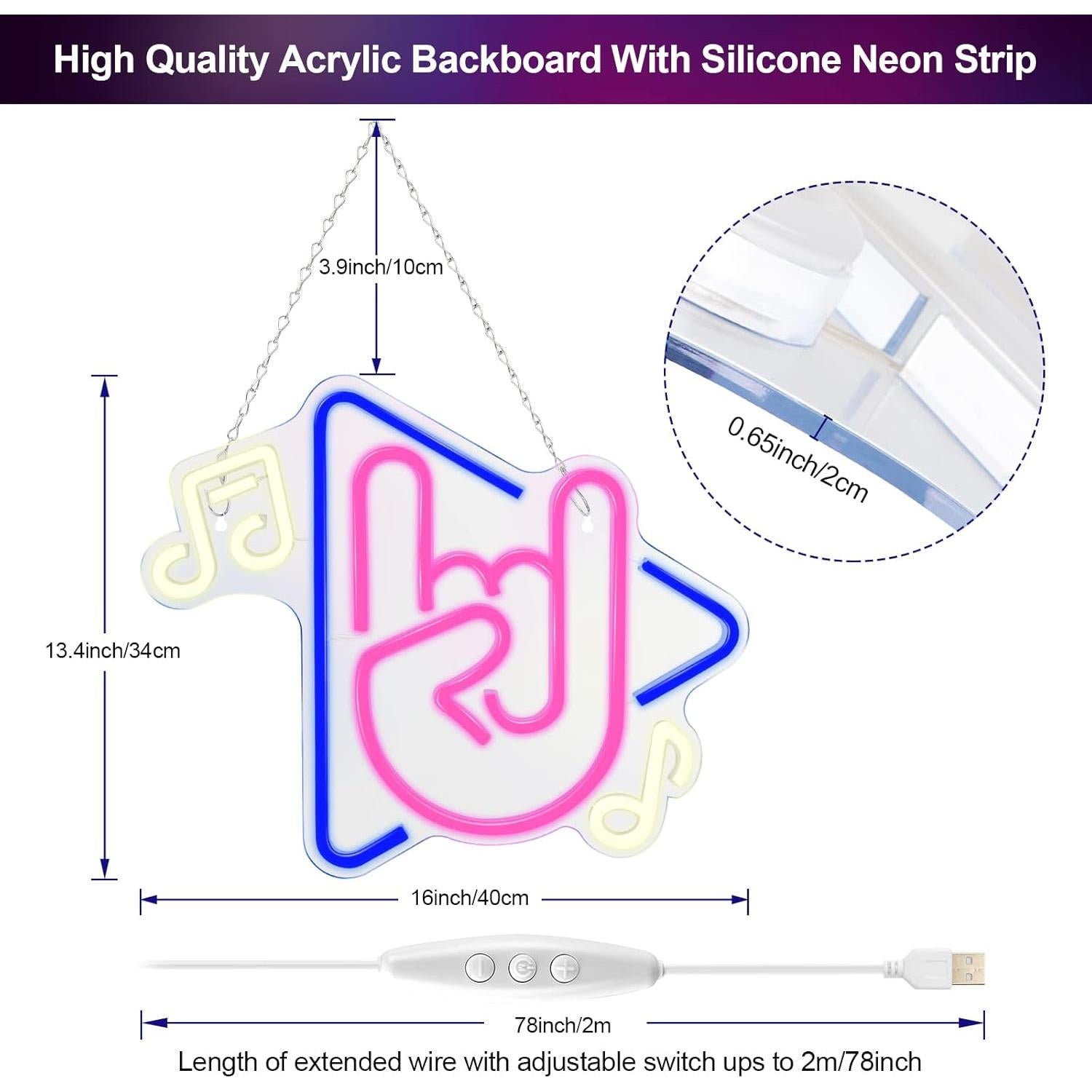 Letrero de Neón Musical FITNATE LED USB Brillo Ajustable