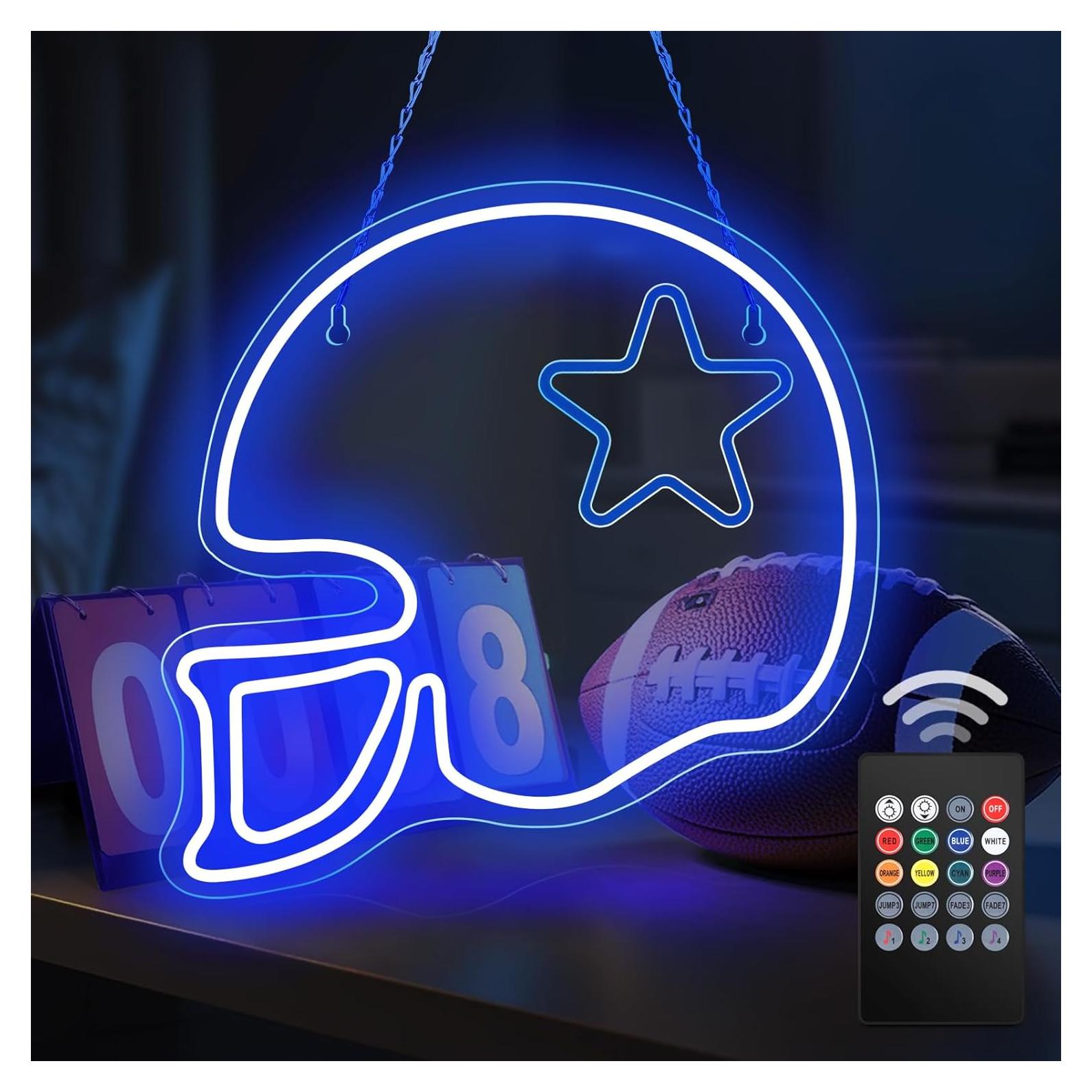 Letrero de Neón LED Casco de Fútbol Yingsu 30.2x17.8 cm