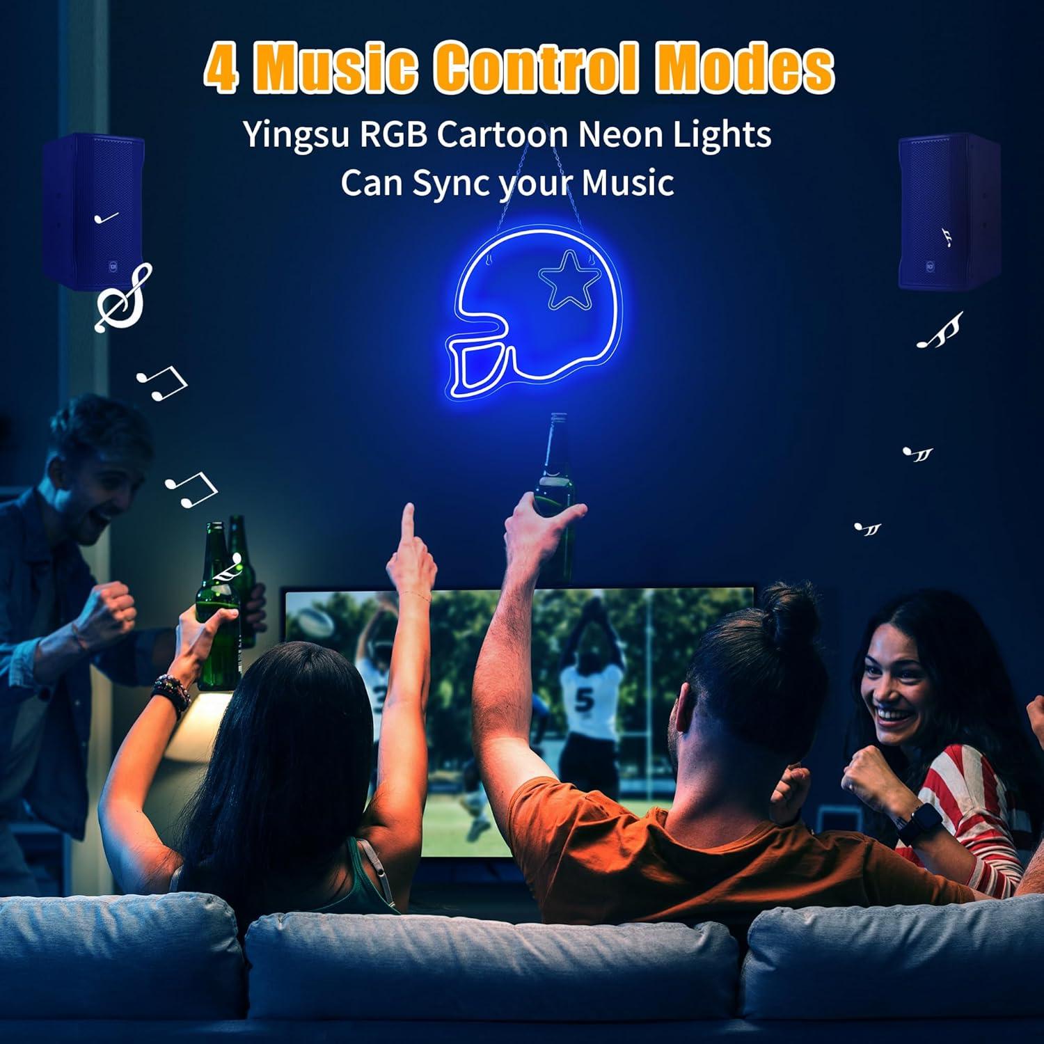 Letrero de Neón LED Casco de Fútbol Yingsu 30.2x17.8 cm