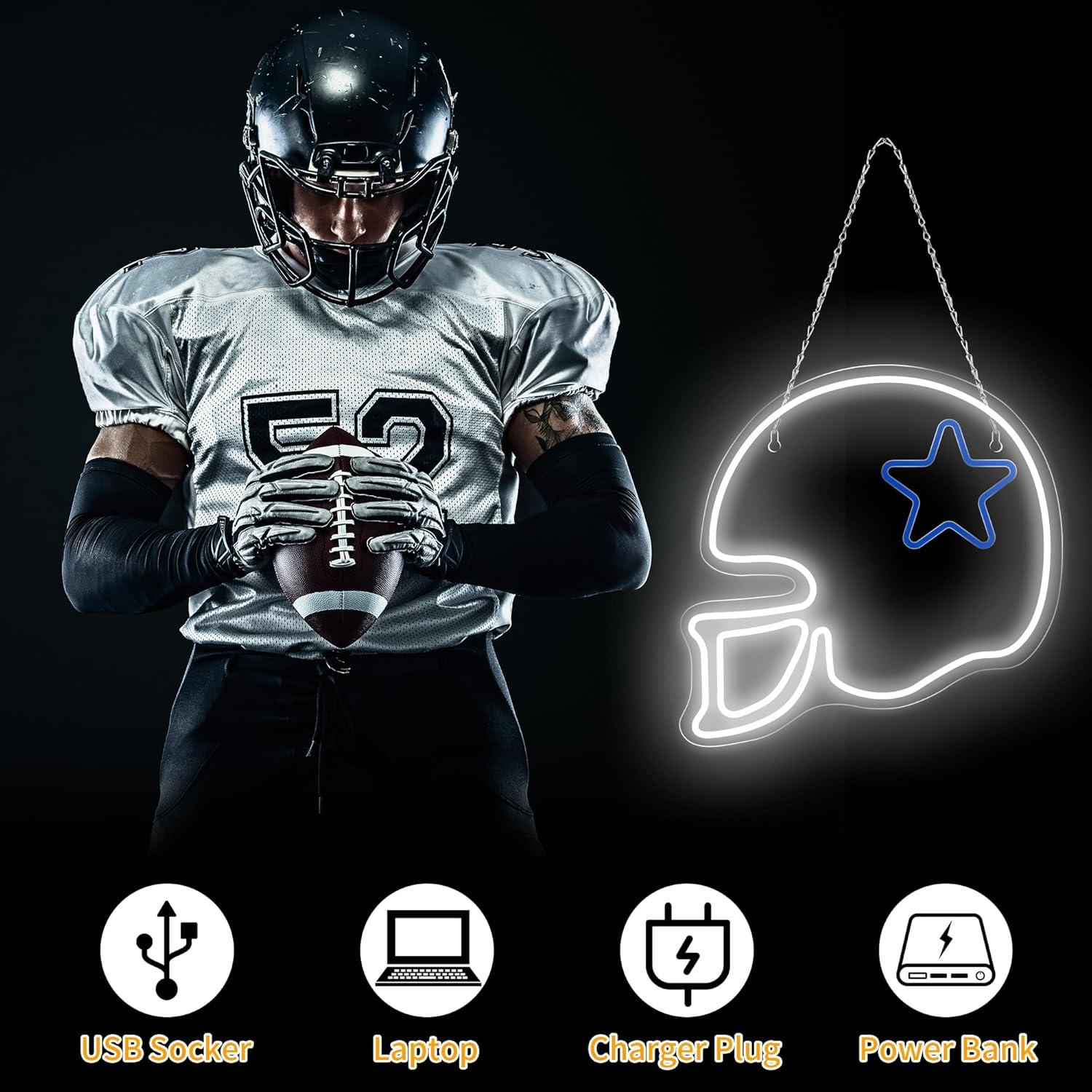 Letrero de Neón LED Casco de Fútbol Yingsu 30.2x17.8 cm