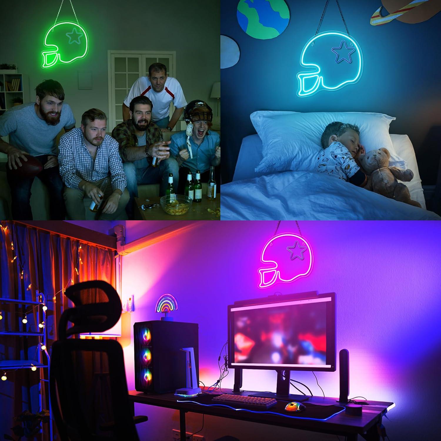 Letrero de Neón LED Casco de Fútbol Yingsu 30.2x17.8 cm