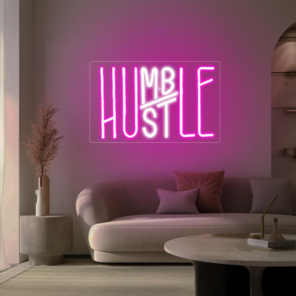 Cartel de Neón Hustle Humble 37.8x24.9 cm Decoración Pared