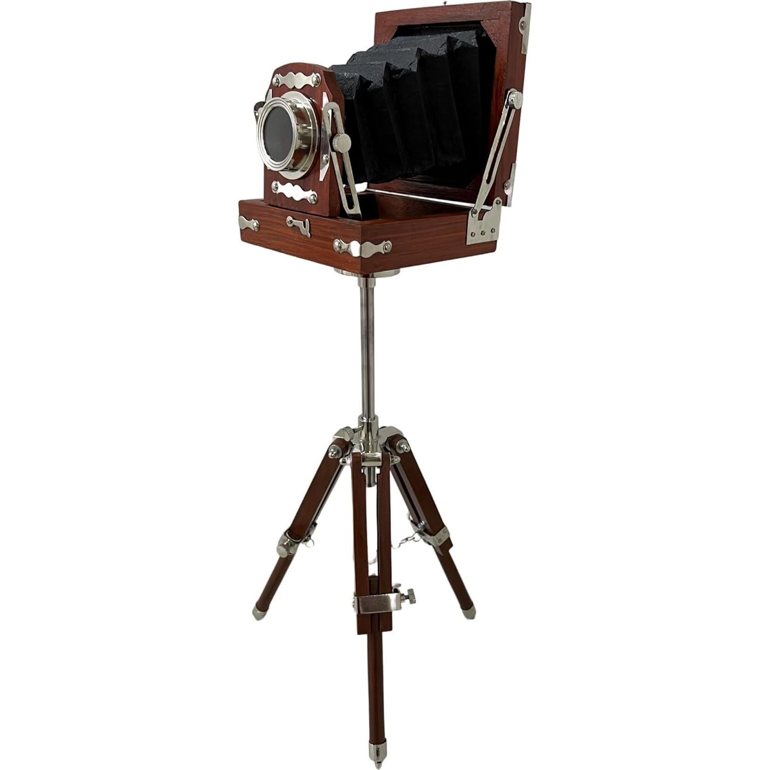 Cámara decorativa vintage de madera con trípode 55.88 cm
