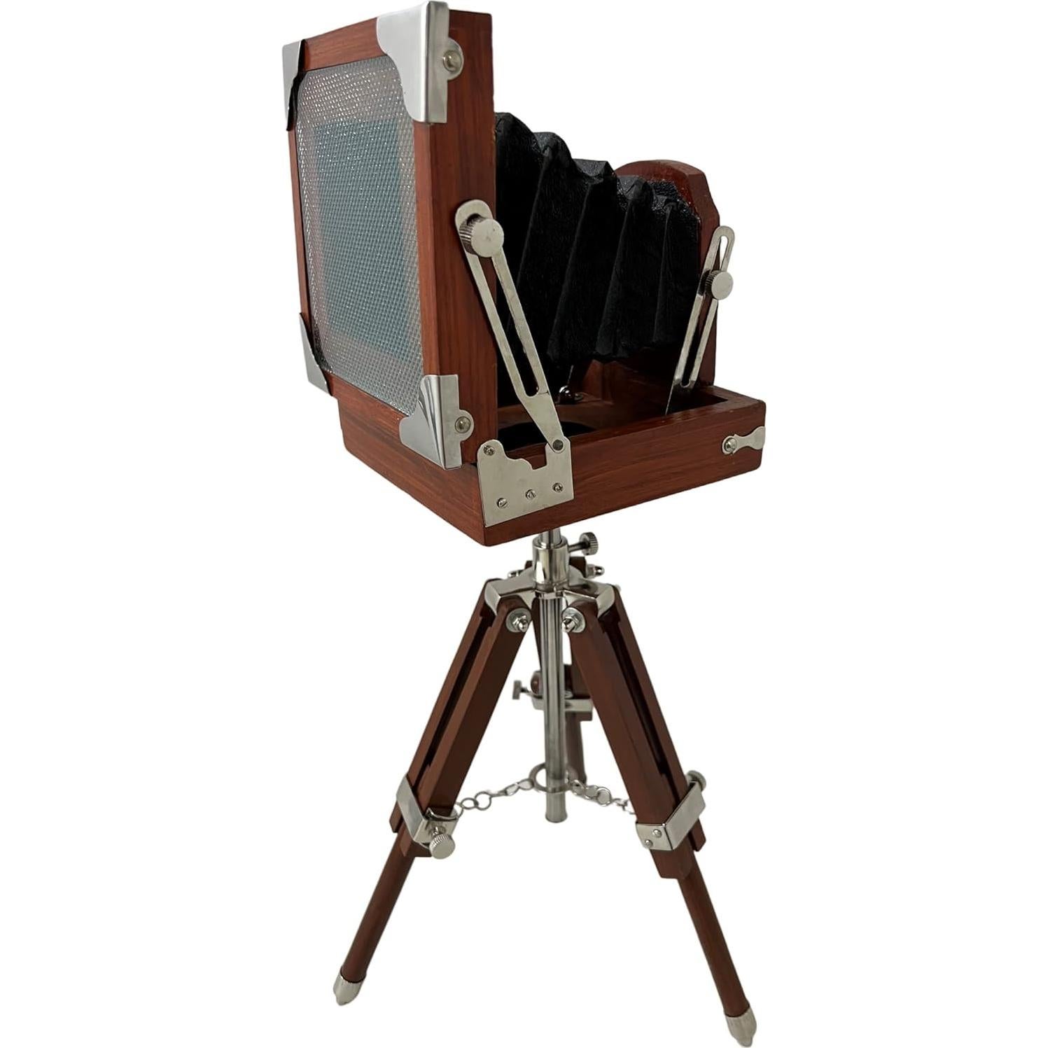 Cámara decorativa vintage de madera con trípode 55.88 cm